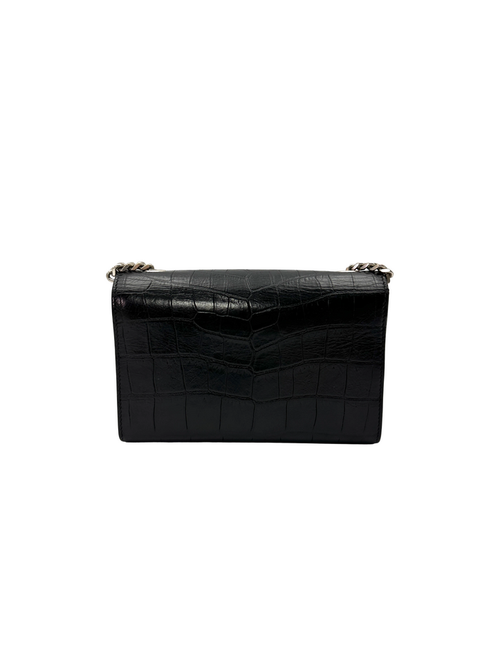 Saint Laurent Kate Croc-Embossed Leather Tassel Shoulder Bag SL275