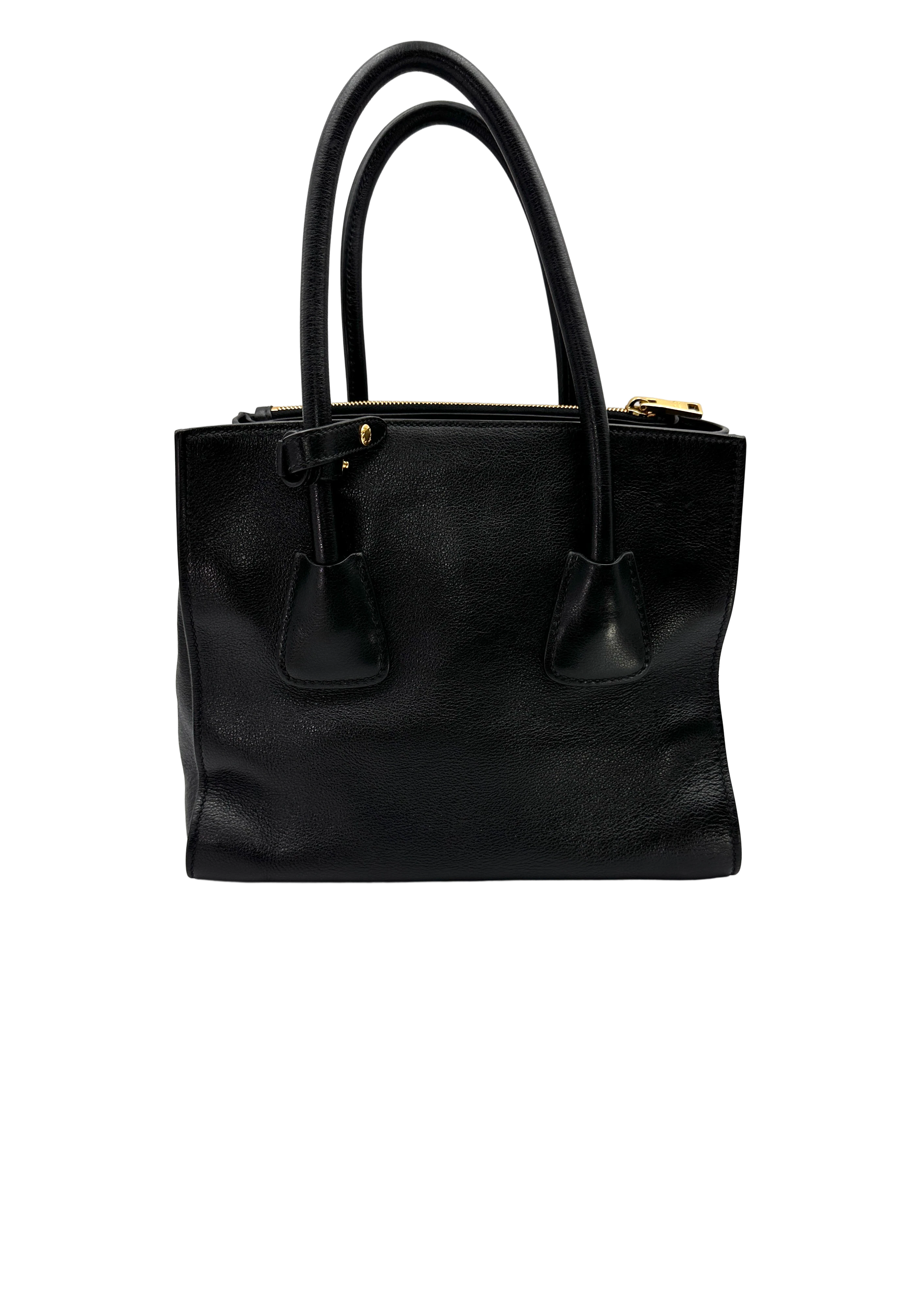 Prada Black Saffiano Leather Handle Bag PR523