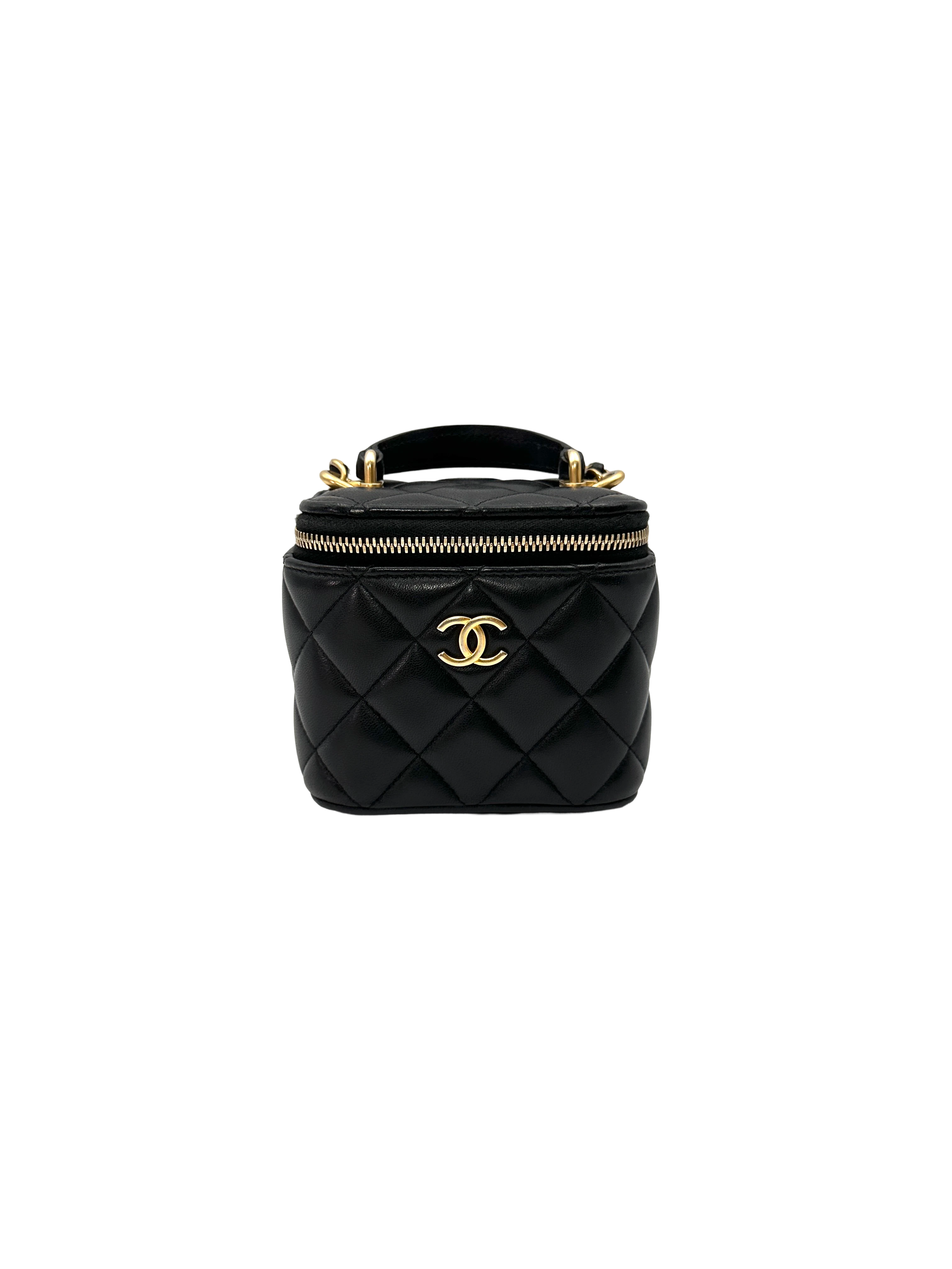 Chanel Black Quilted Leather Top Handle Vanity Case(K7***5K) CC2359