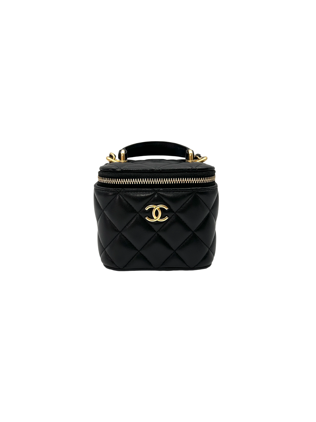 Chanel Black Quilted Leather Top Handle Vanity Case(K7***5K) CC2359