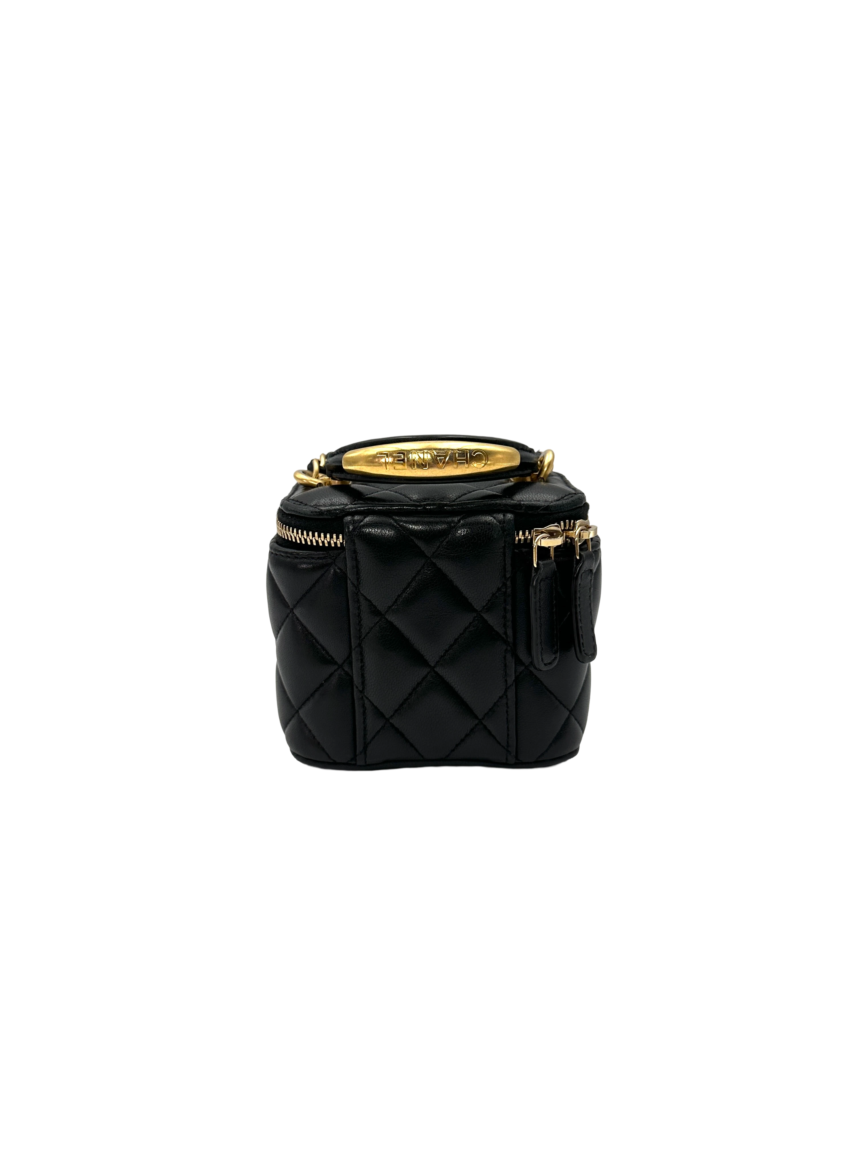 Chanel Black Quilted Leather Top Handle Vanity Case(K7***5K) CC2359