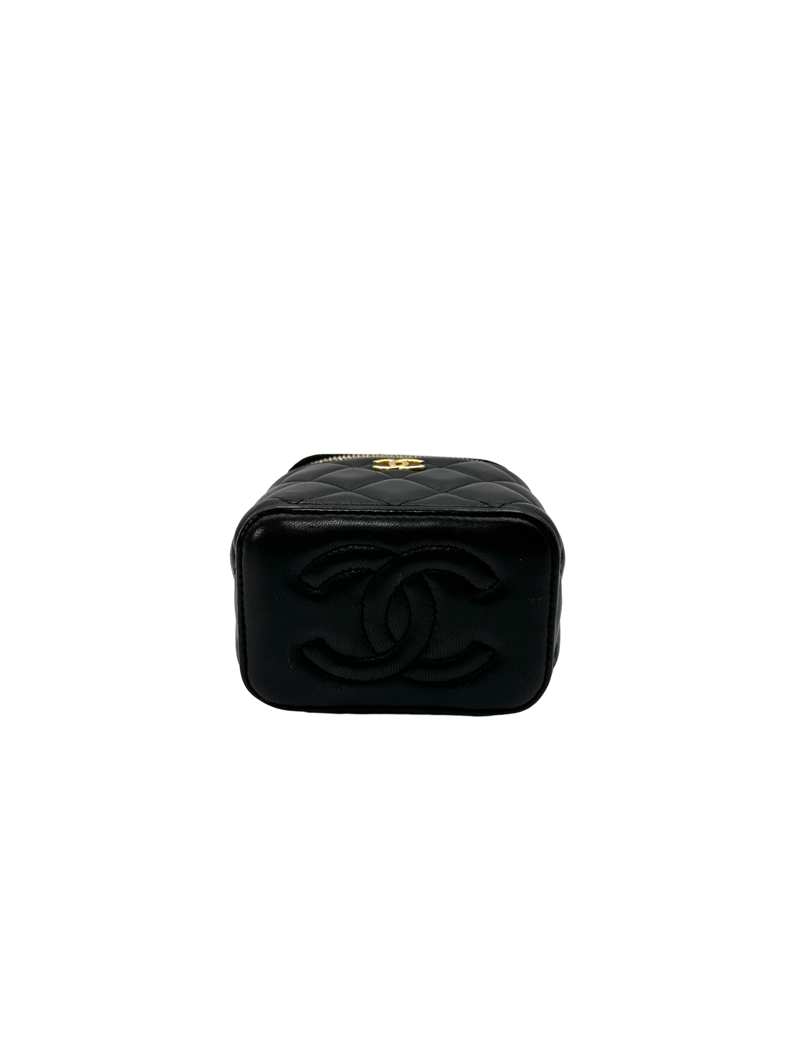 Chanel Black Quilted Leather Top Handle Vanity Case(K7***5K) CC2359