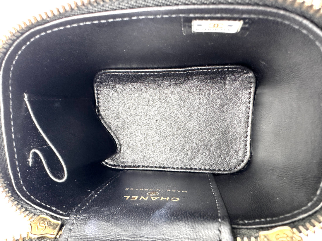 Chanel Black Quilted Leather Top Handle Vanity Case(K7***5K) CC2359