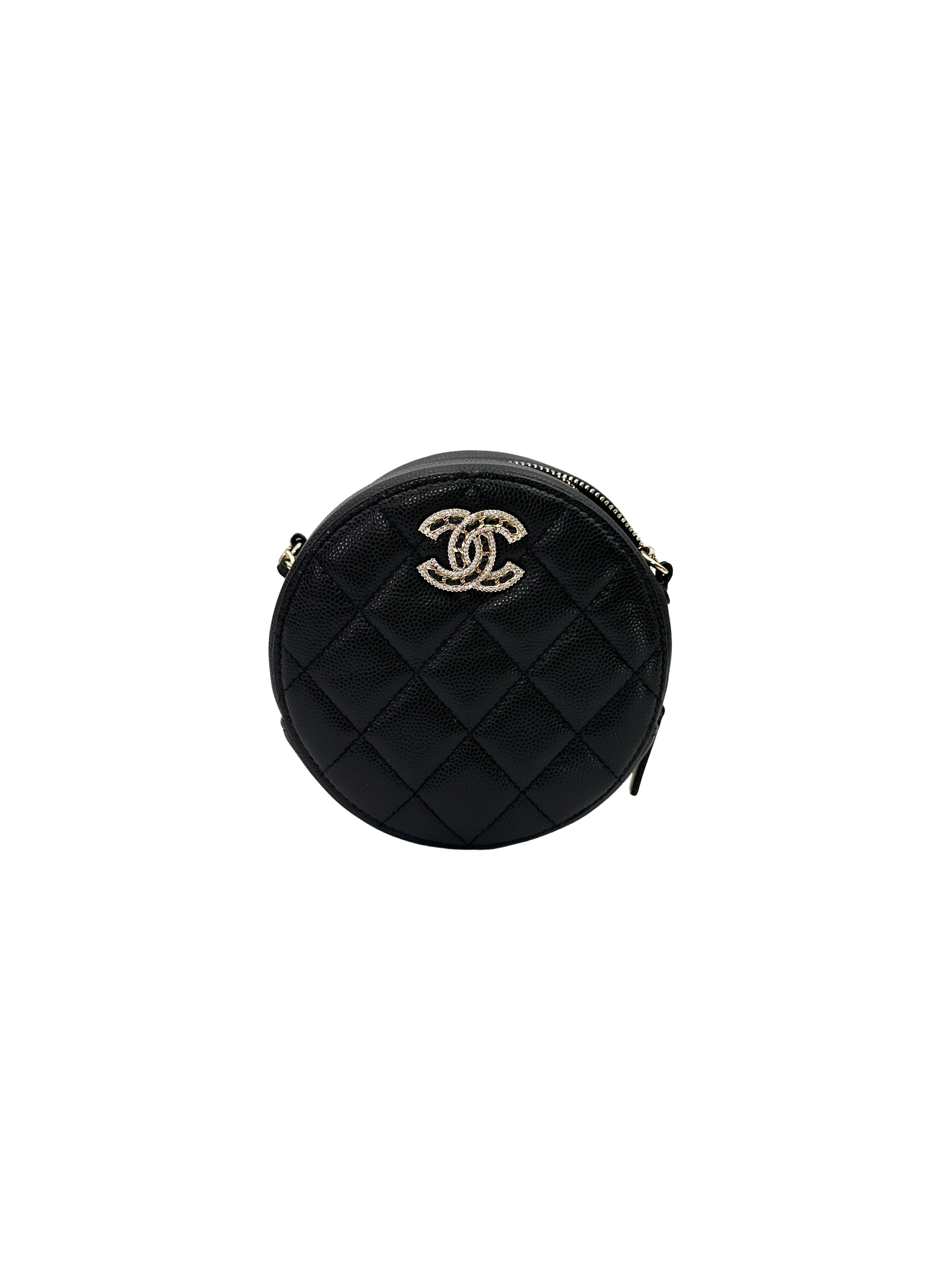 Chanel Black Quilted Leather Round Clutch(32***81) CC2363
