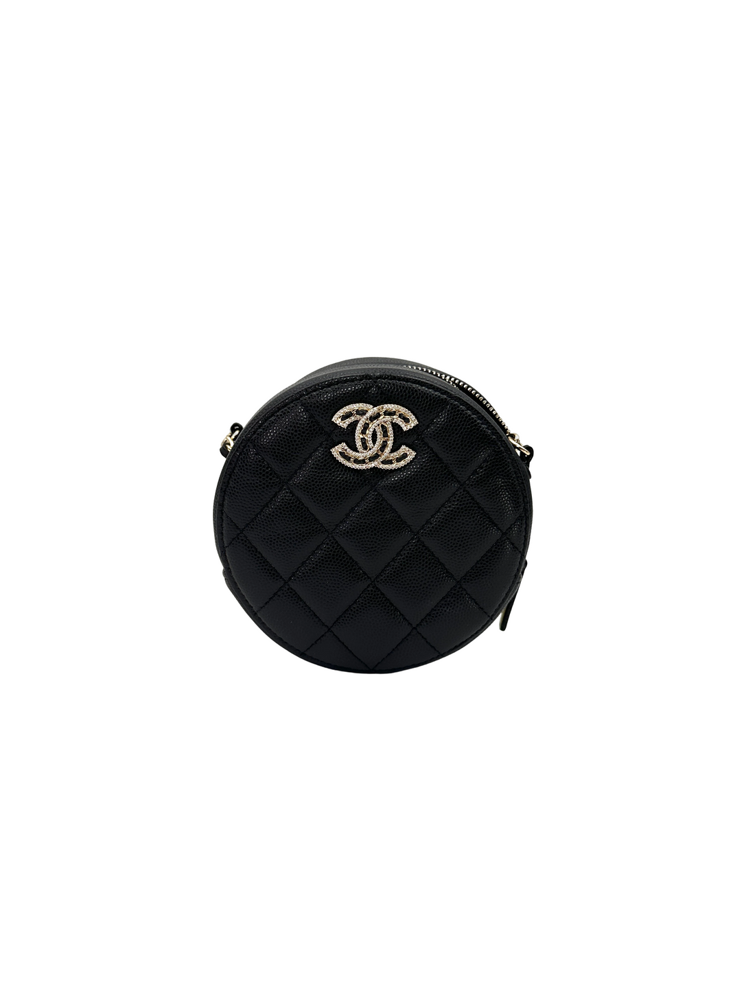 Chanel Black Quilted Leather Round Clutch(32***81) CC2363