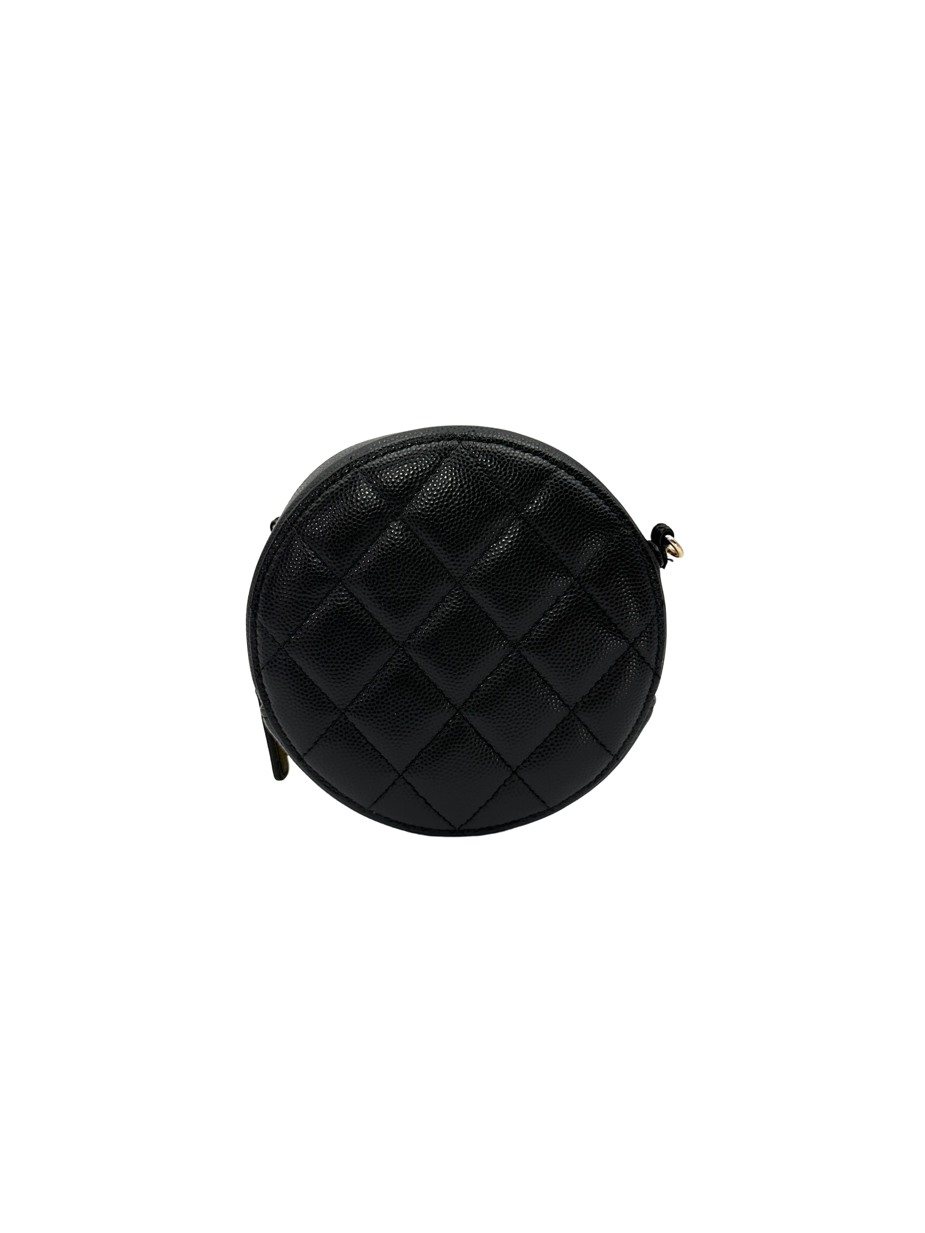Chanel Black Quilted Leather Round Clutch(32***81) CC2363
