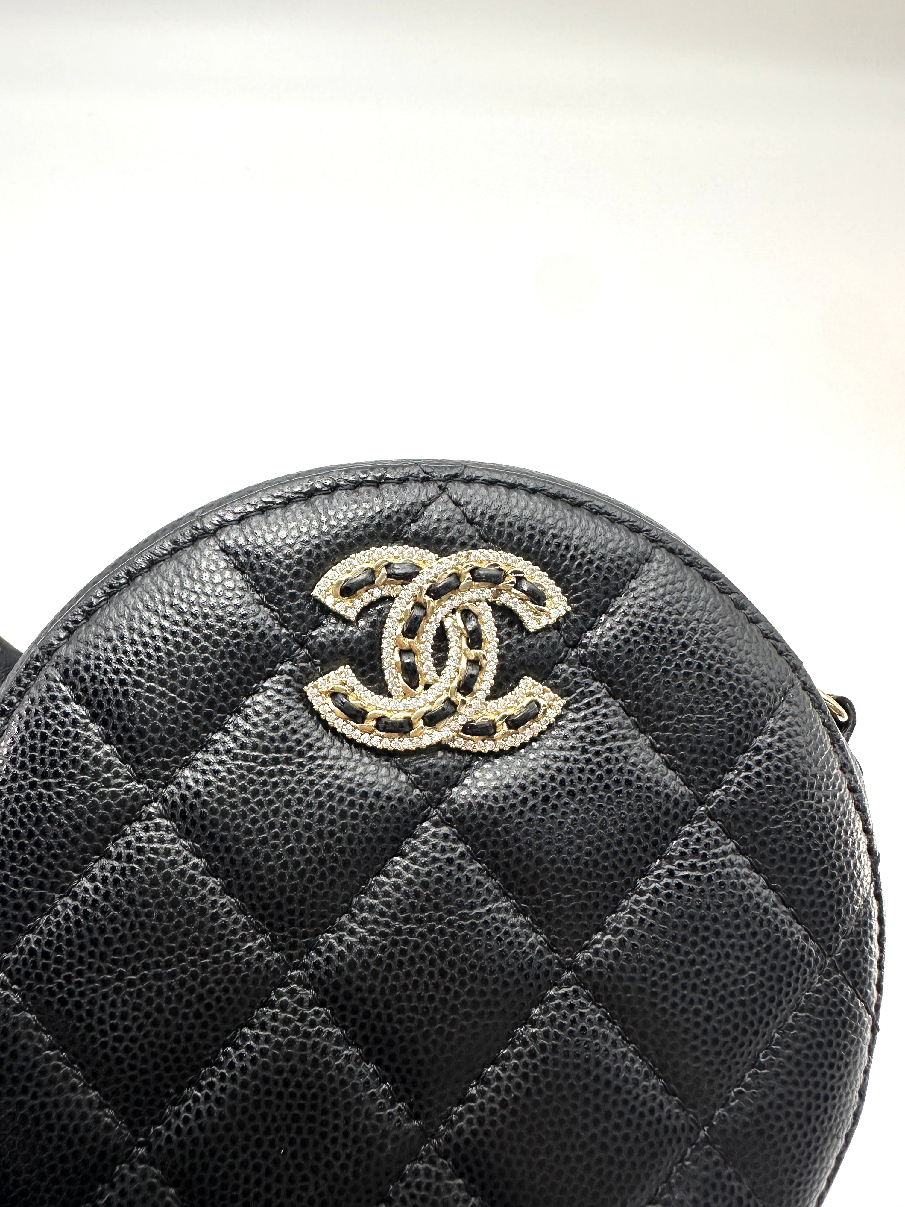 Chanel Black Quilted Leather Round Clutch(32***81) CC2363