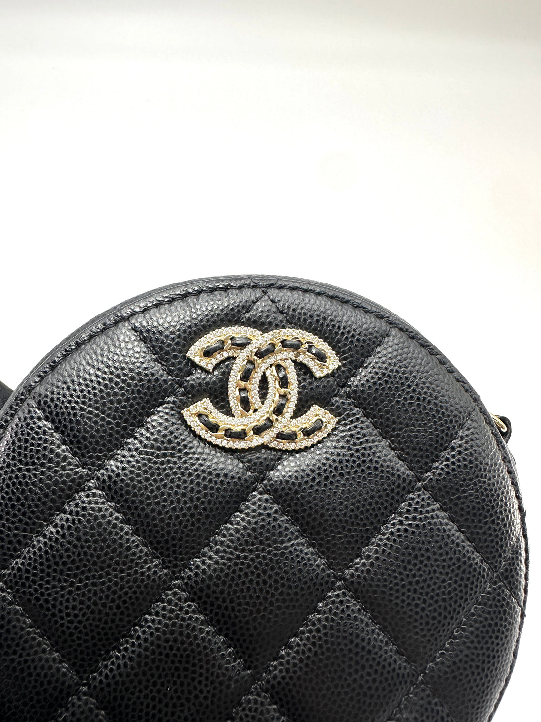 Chanel Black Quilted Leather Round Clutch(32***81) CC2363