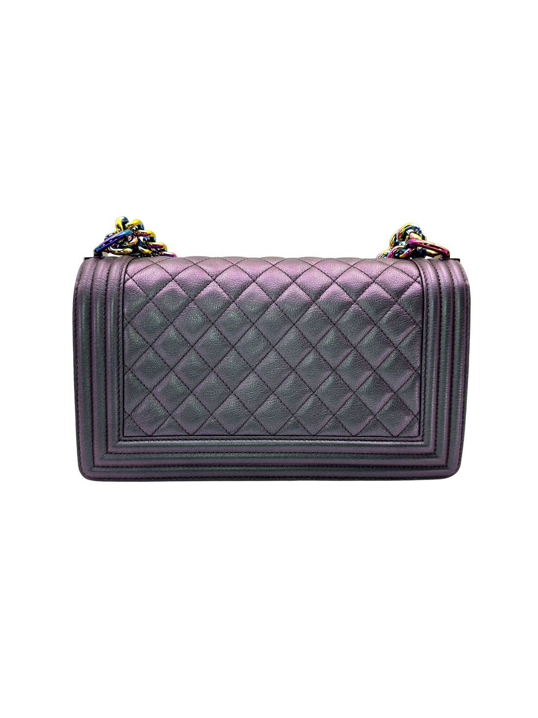 Chanel LeBoy Iridescent Purple Quilted Leather Medium Size Flap Bag(21***66) CC2353
