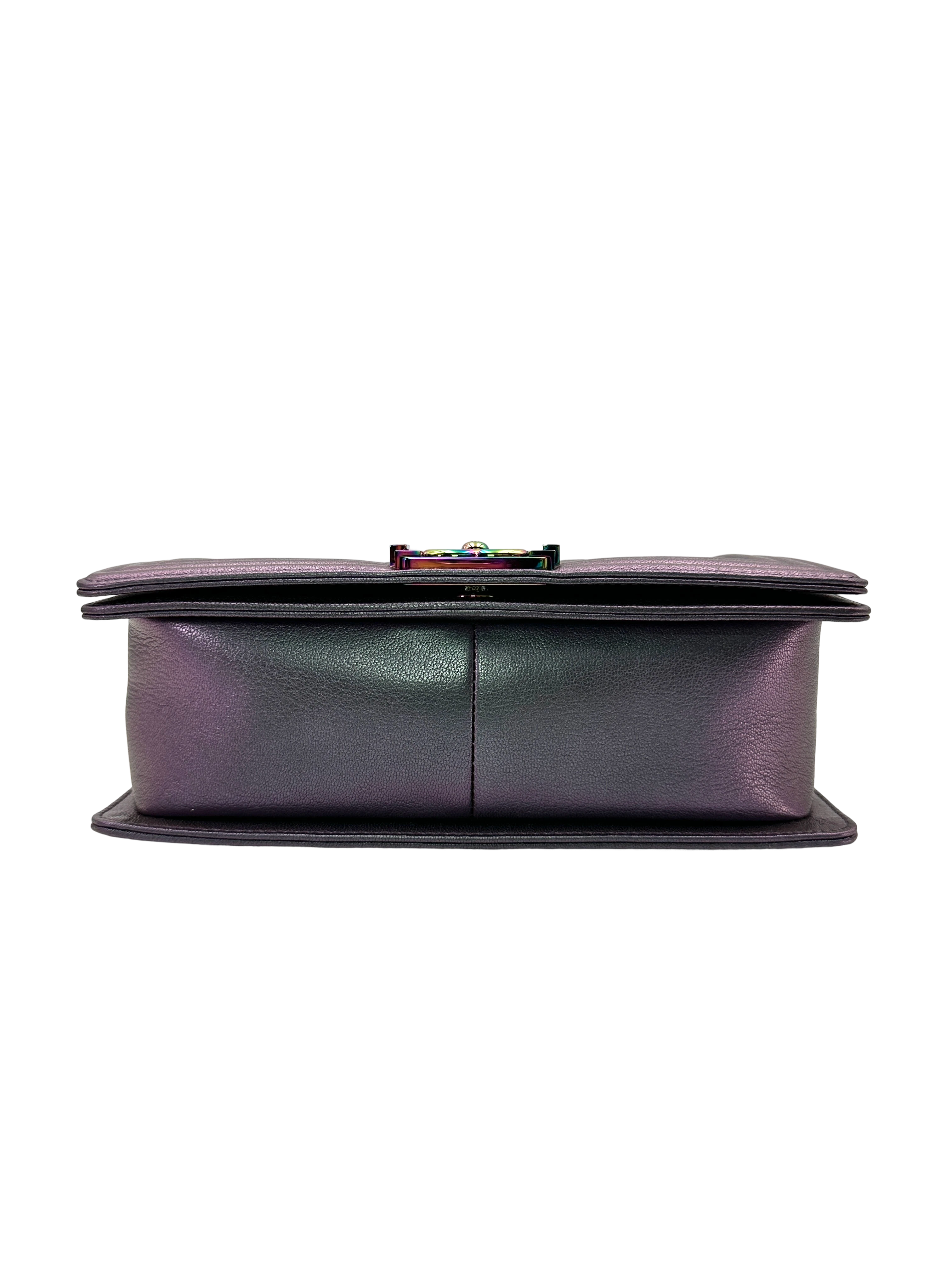Chanel LeBoy Iridescent Purple Quilted Leather Medium Size Flap Bag(21***66) CC2353