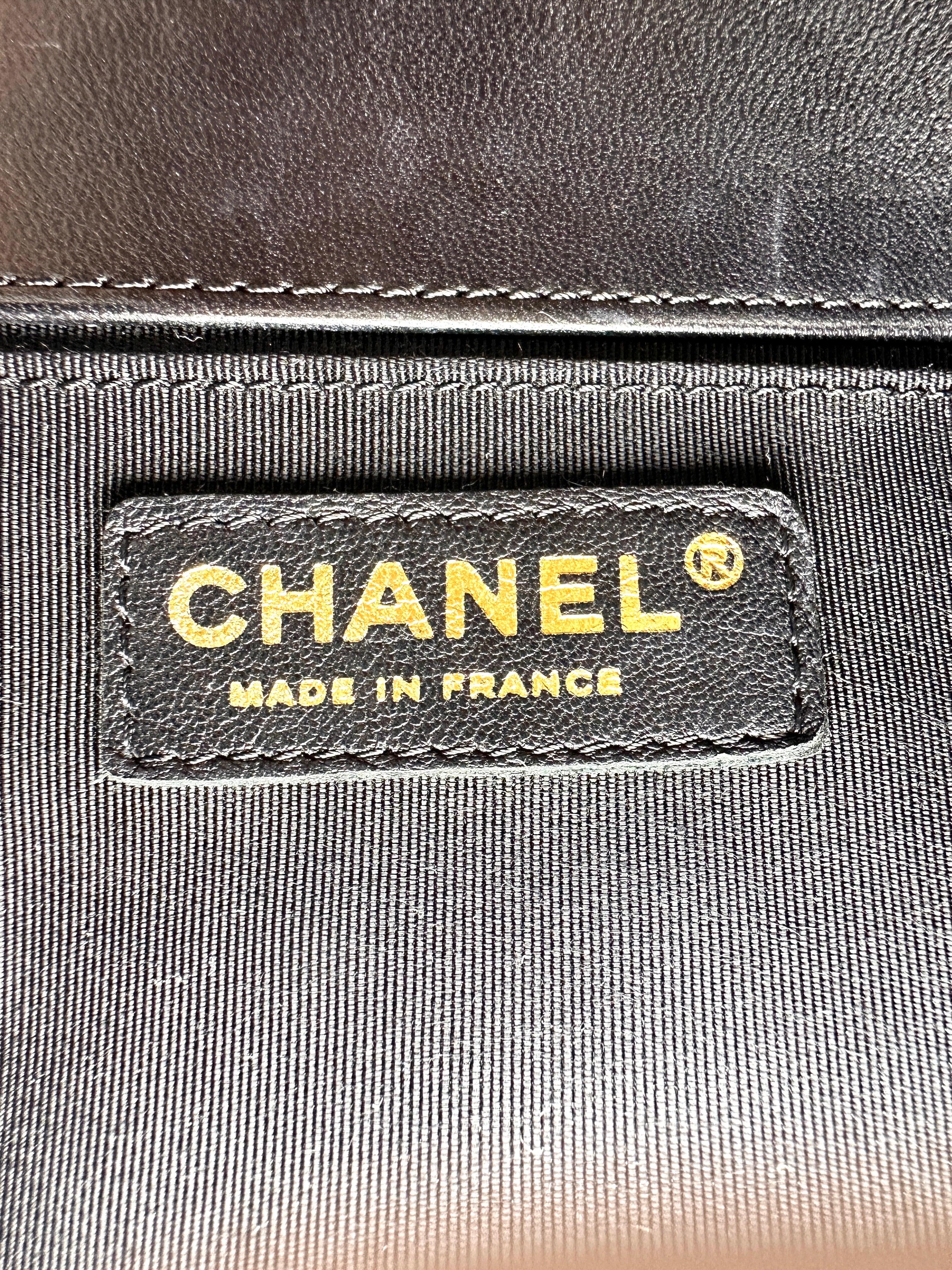 Chanel LeBoy Black Quilted Patent Leather Flap Bag With Gold Buckle(22***57) CC2358