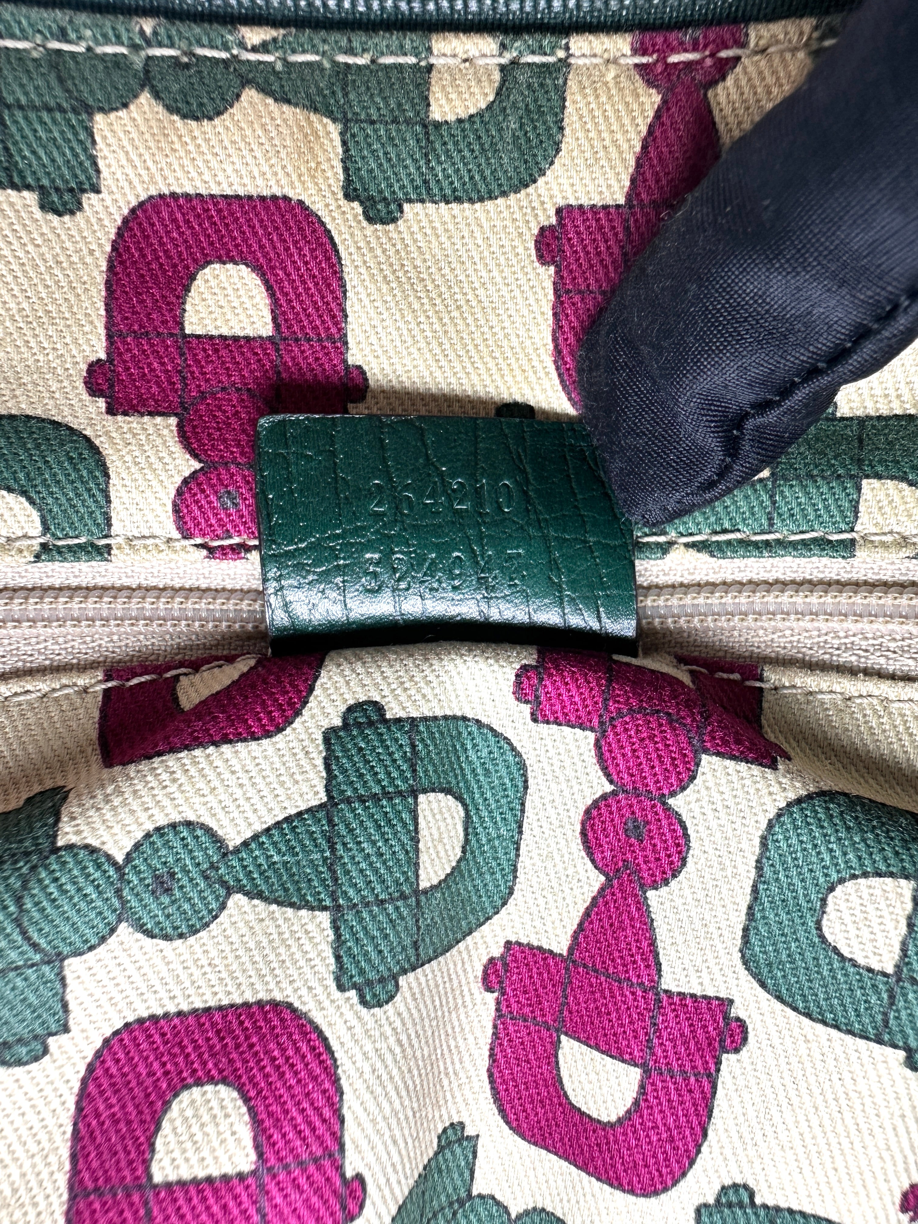 Gucci Green Textured Leather Top Handle Bag GG1371