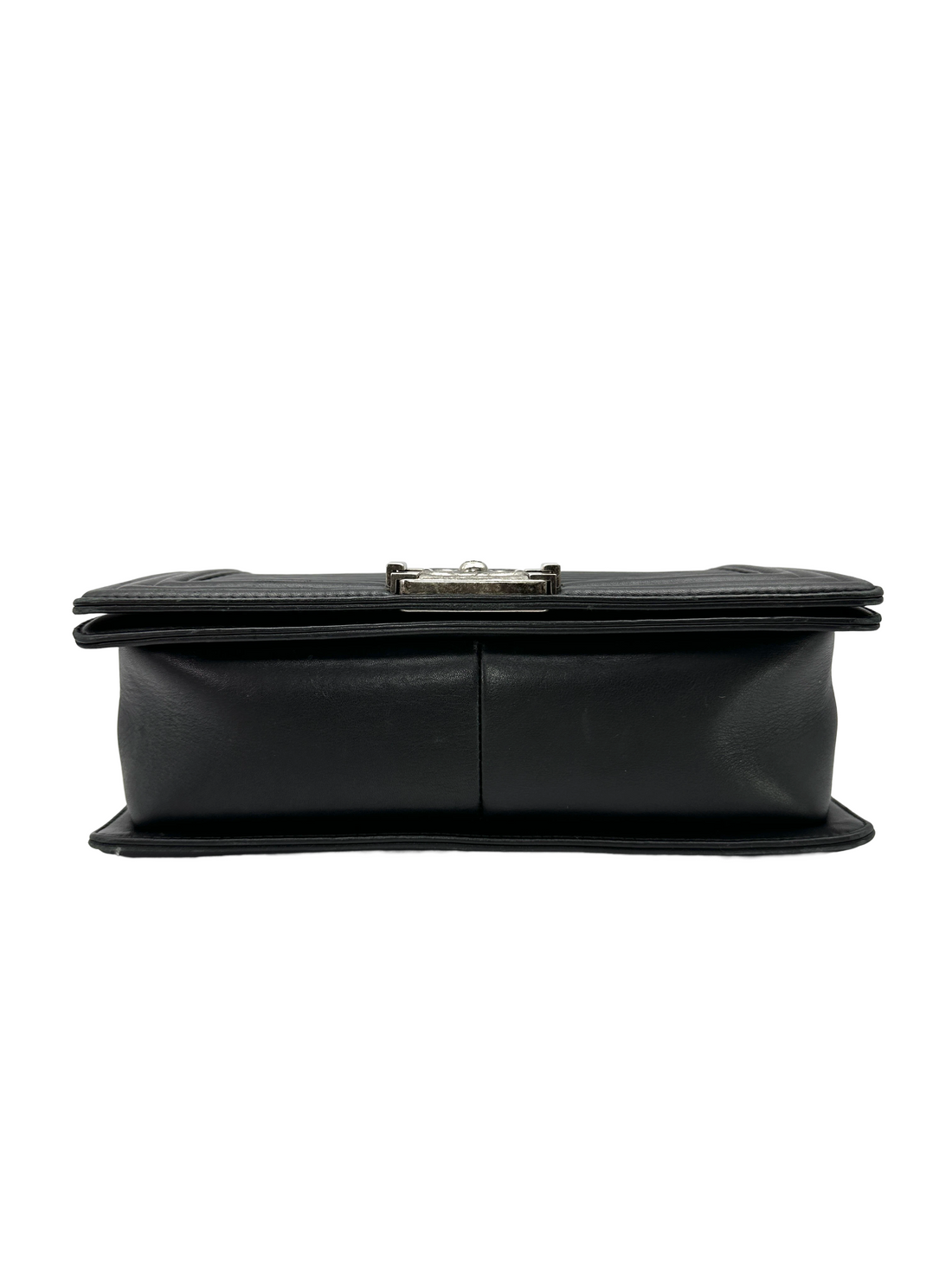 Chanel LeBoy Black Horizontal Quilted Leather Flap Bag With Silver Buckle(21***39) CC2360