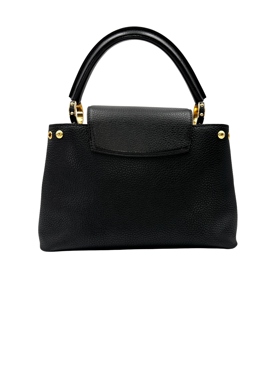 Louis Vuitton Capucines MM Black Taurillon Leather Handle Bag With Gold Studs LV3160