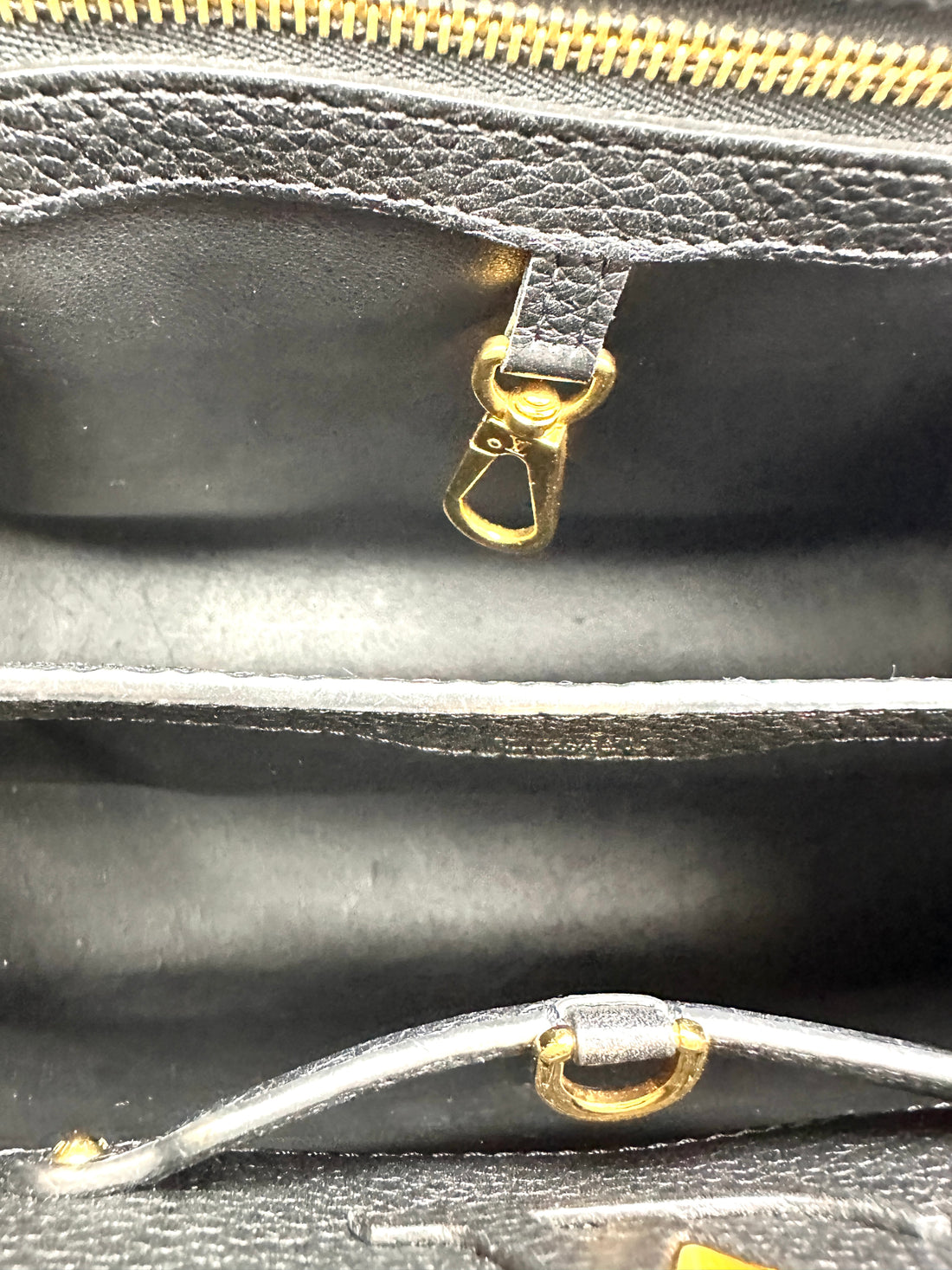 Louis Vuitton Capucines MM Black Taurillon Leather Handle Bag With Gold Studs LV3160
