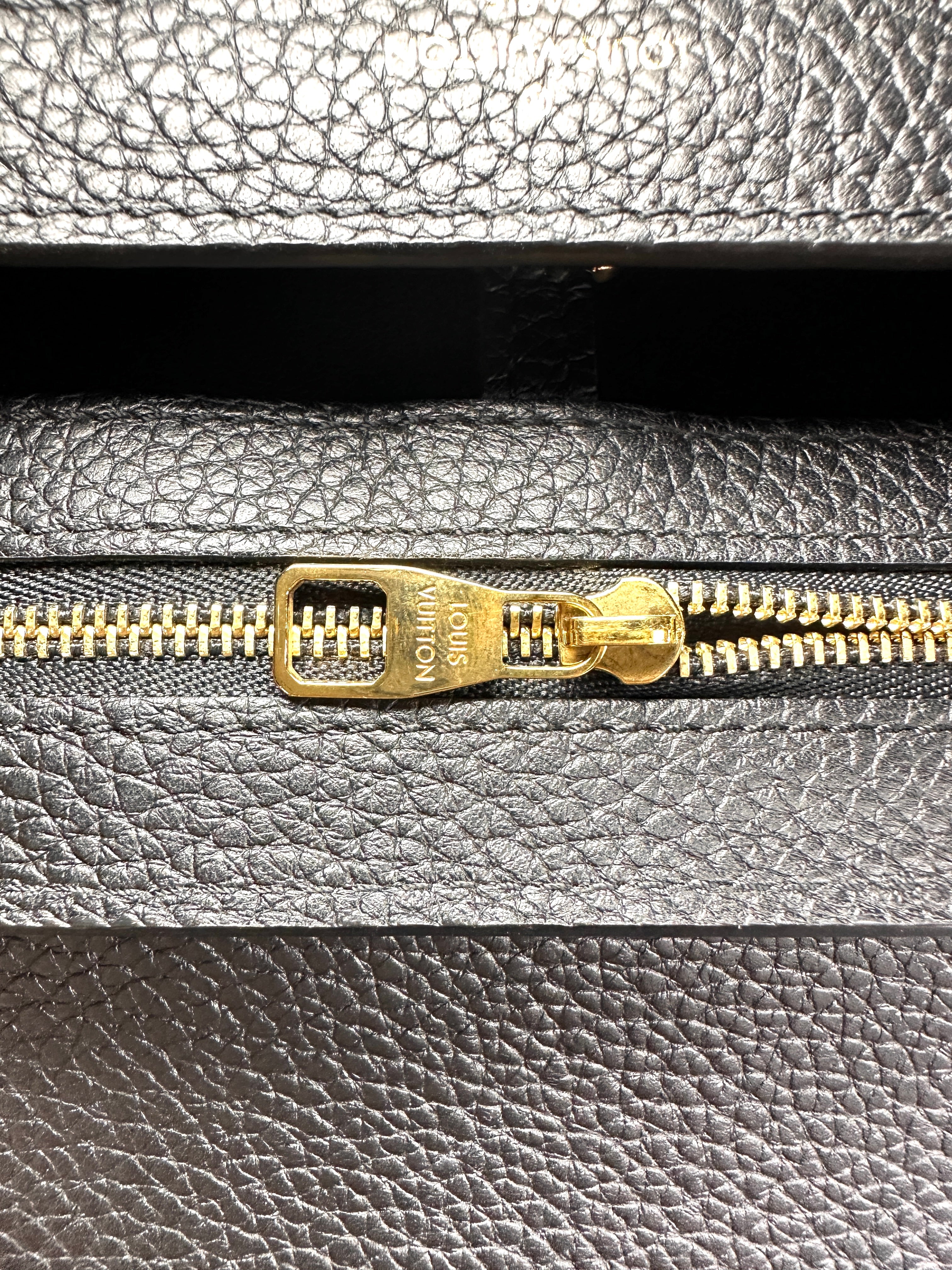 Louis Vuitton Capucines MM Black Taurillon Leather Handle Bag With Gold Studs LV3160