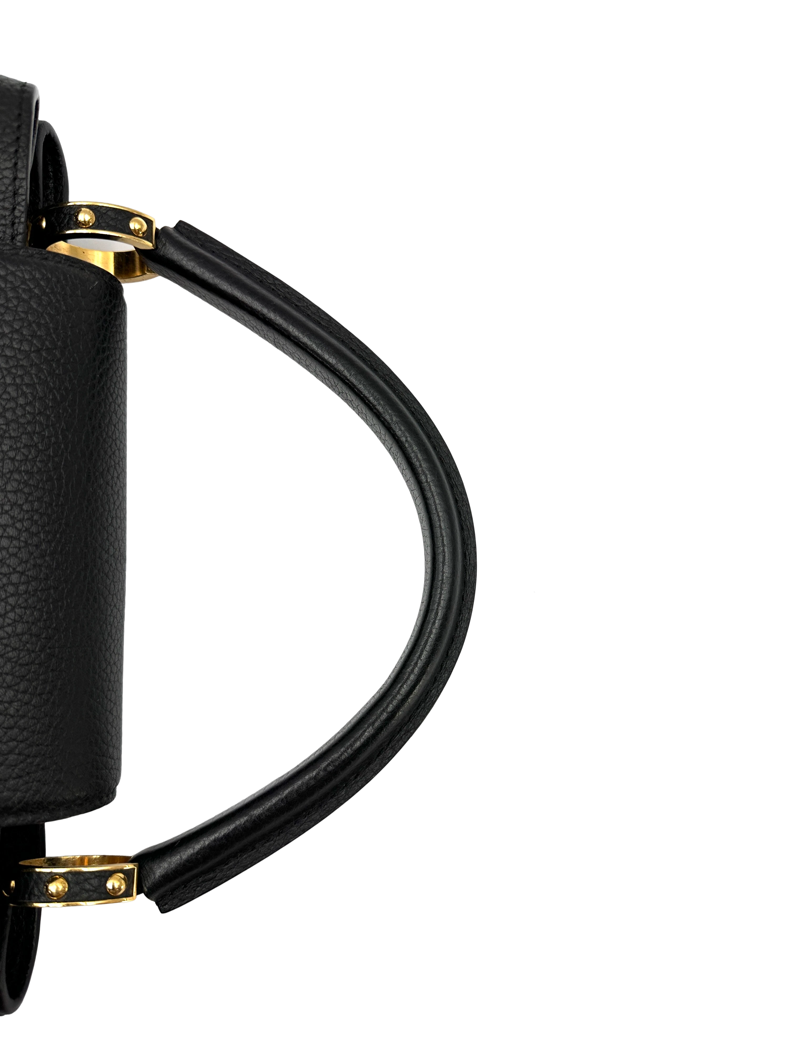 Louis Vuitton Capucines MM Black Taurillon Leather Handle Bag With Gold Studs LV3160