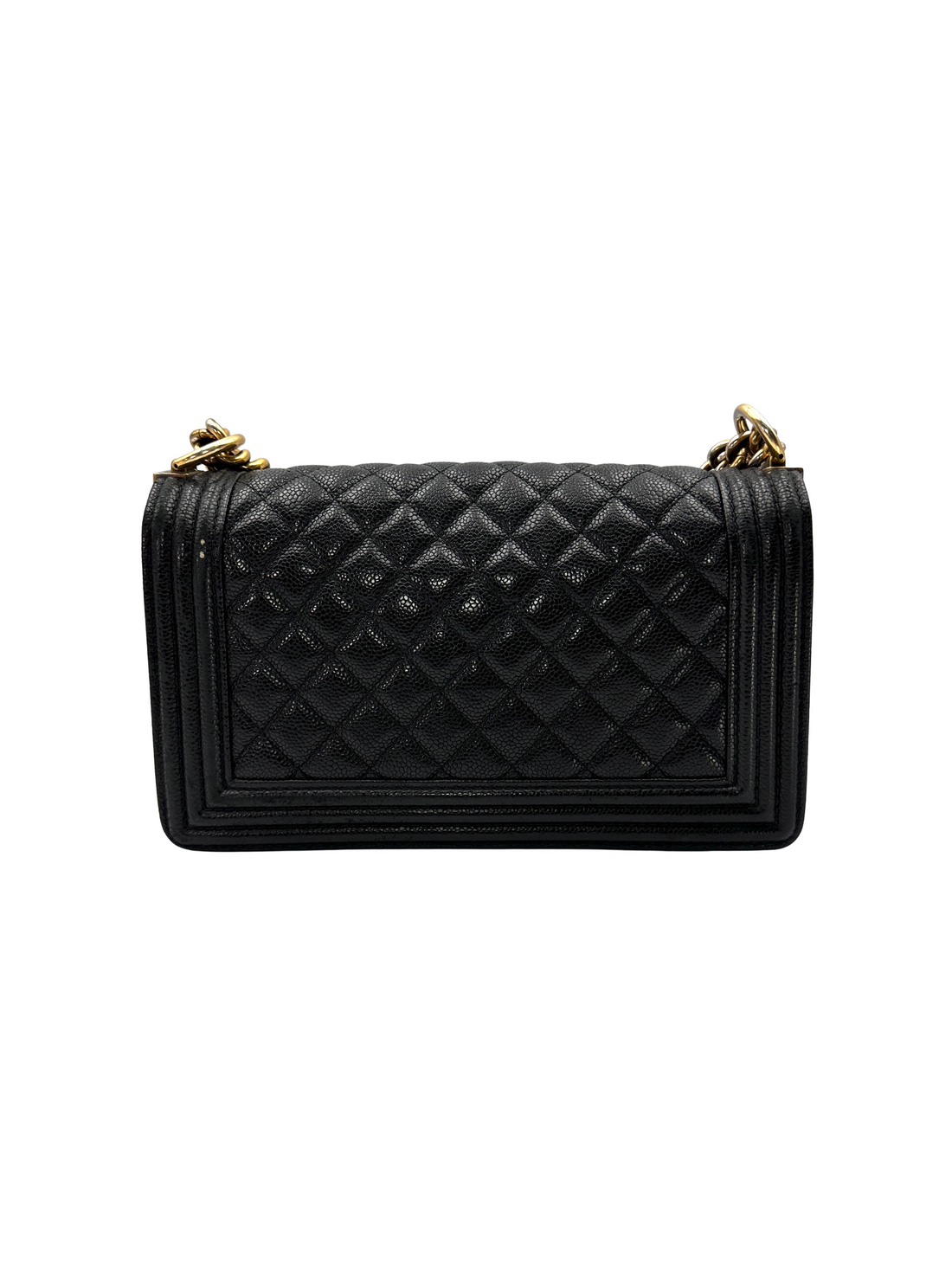 Chanel LeBoy Black Quilted Leather Medium Size Flap Bag With Gold Buckle(20***69) CC2365