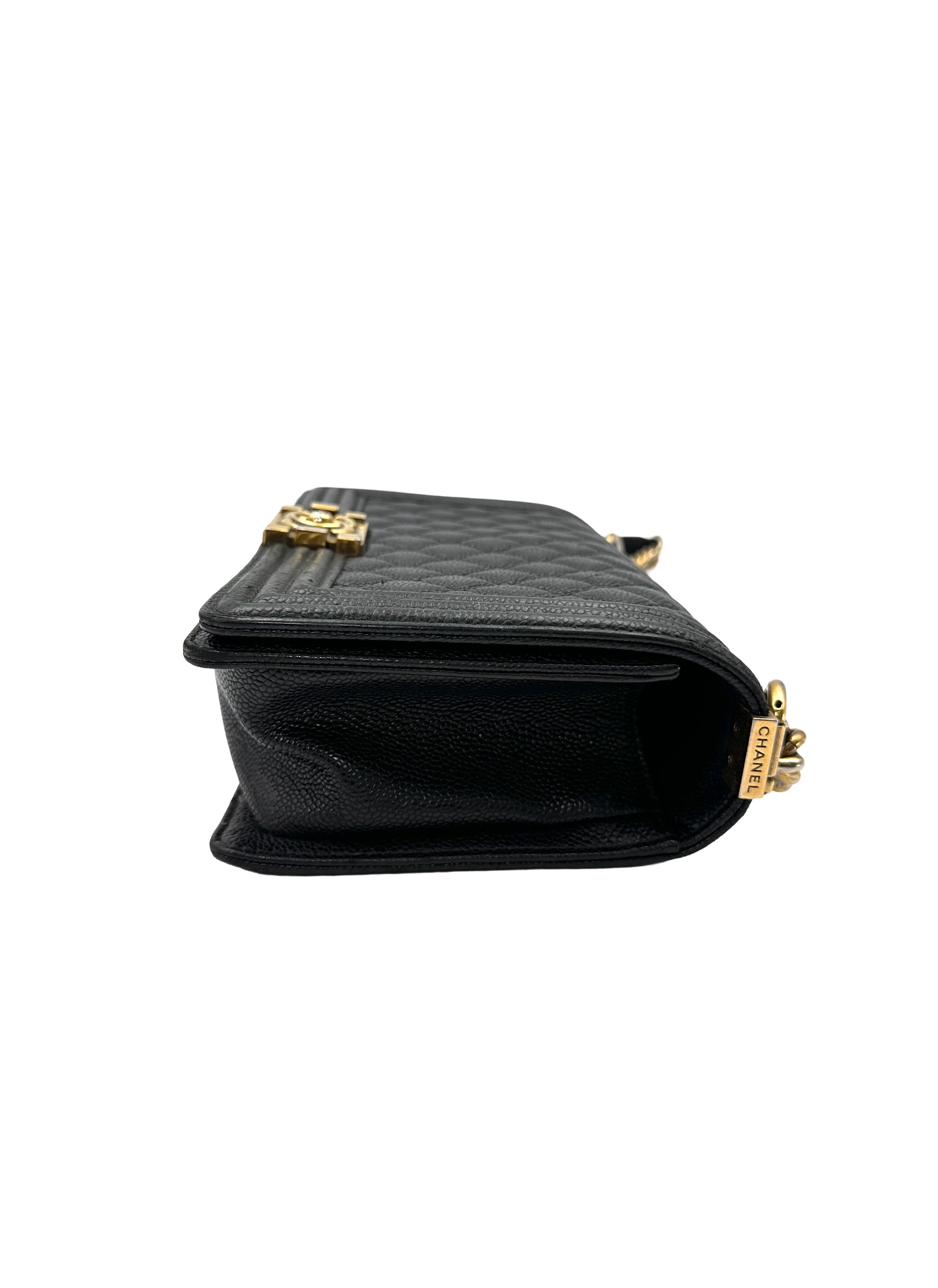 Chanel LeBoy Black Quilted Leather Medium Size Flap Bag With Gold Buckle(20***69) CC2365