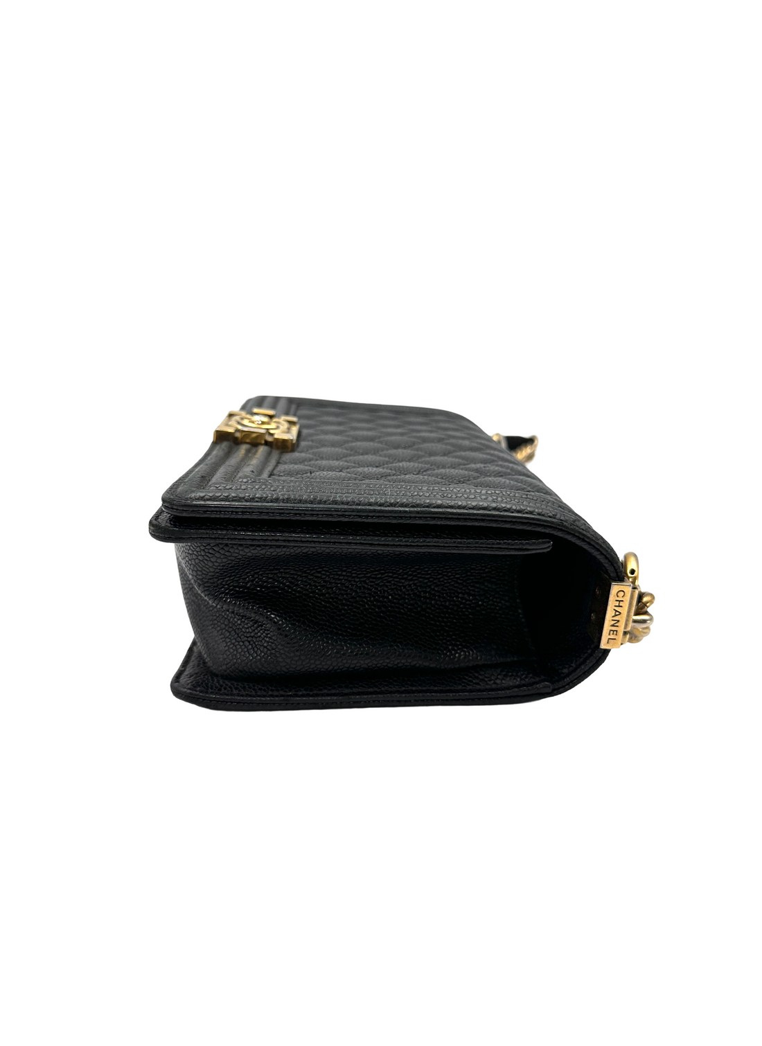 Chanel LeBoy Black Quilted Leather Medium Size Flap Bag With Gold Buckle(20***69) CC2365