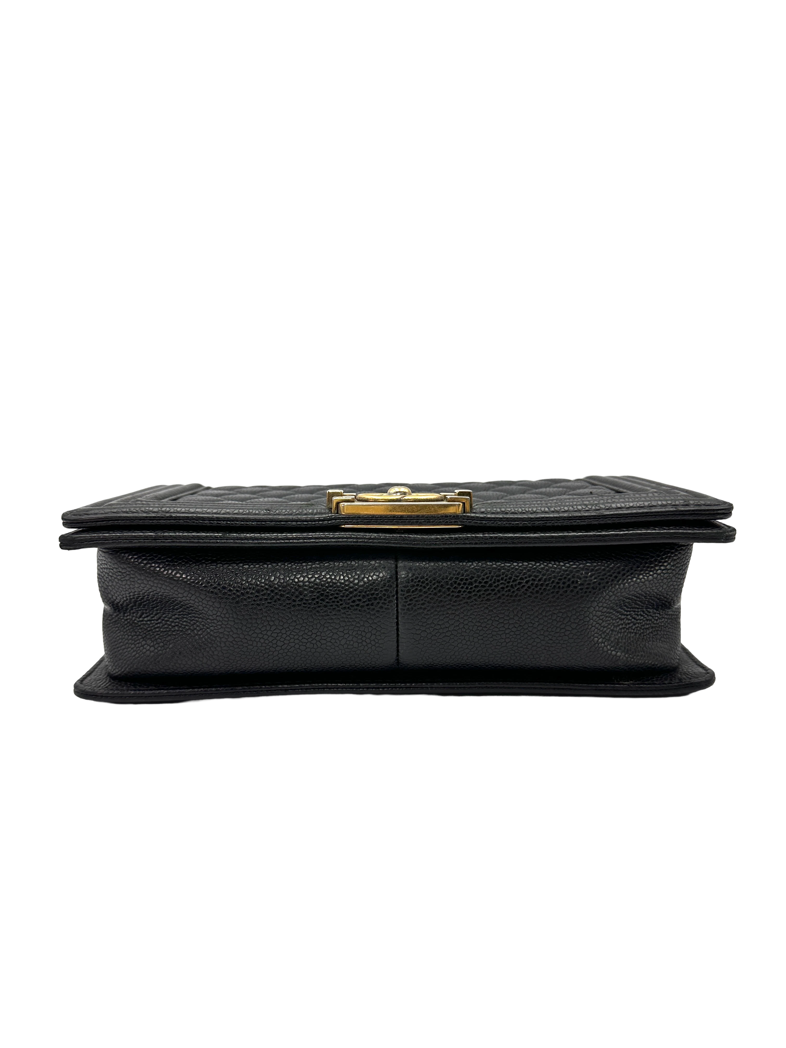 Chanel LeBoy Black Quilted Leather Medium Size Flap Bag With Gold Buckle(20***69) CC2365