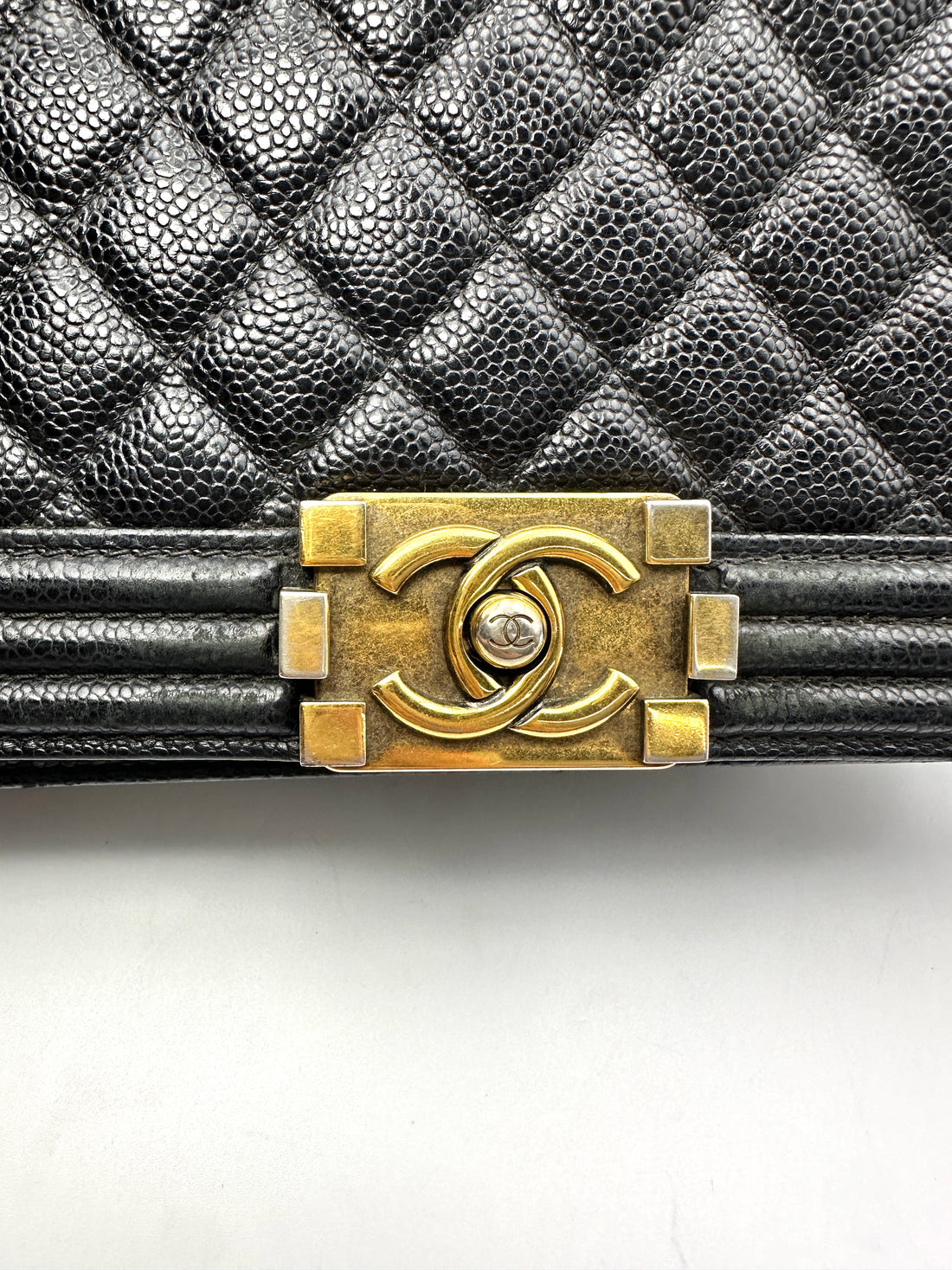 Chanel LeBoy Black Quilted Leather Medium Size Flap Bag With Gold Buckle(20***69) CC2365