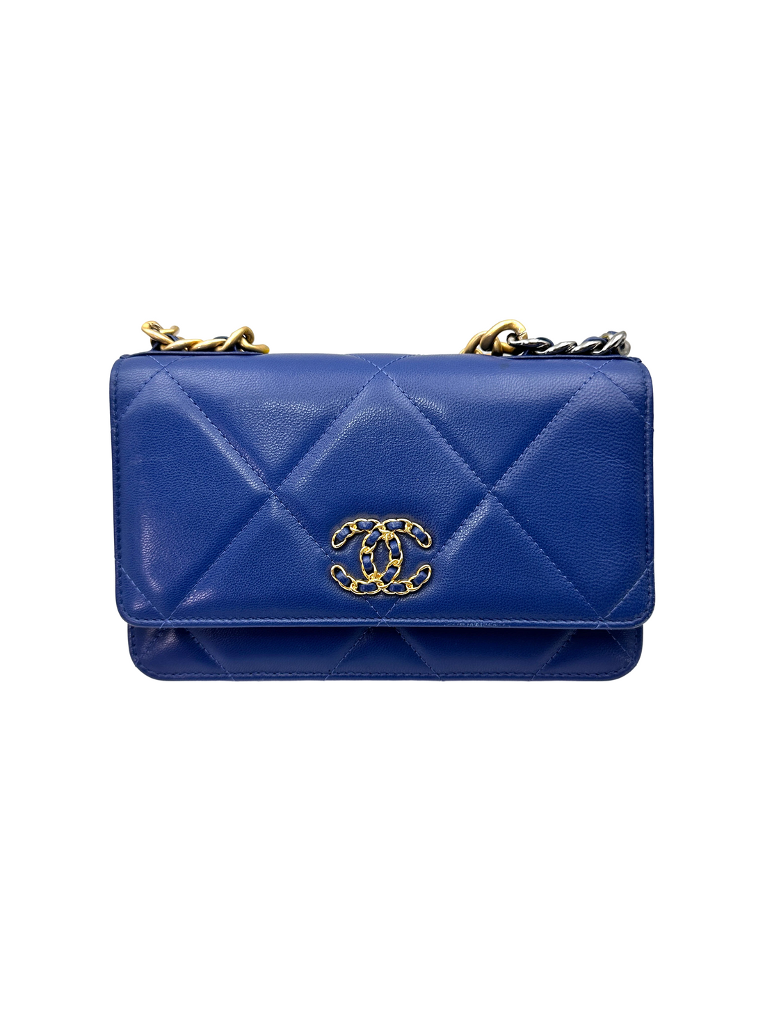 Chanel 19Bag Blue Quilted Leather Wallet On Chain(29***06) CC2364