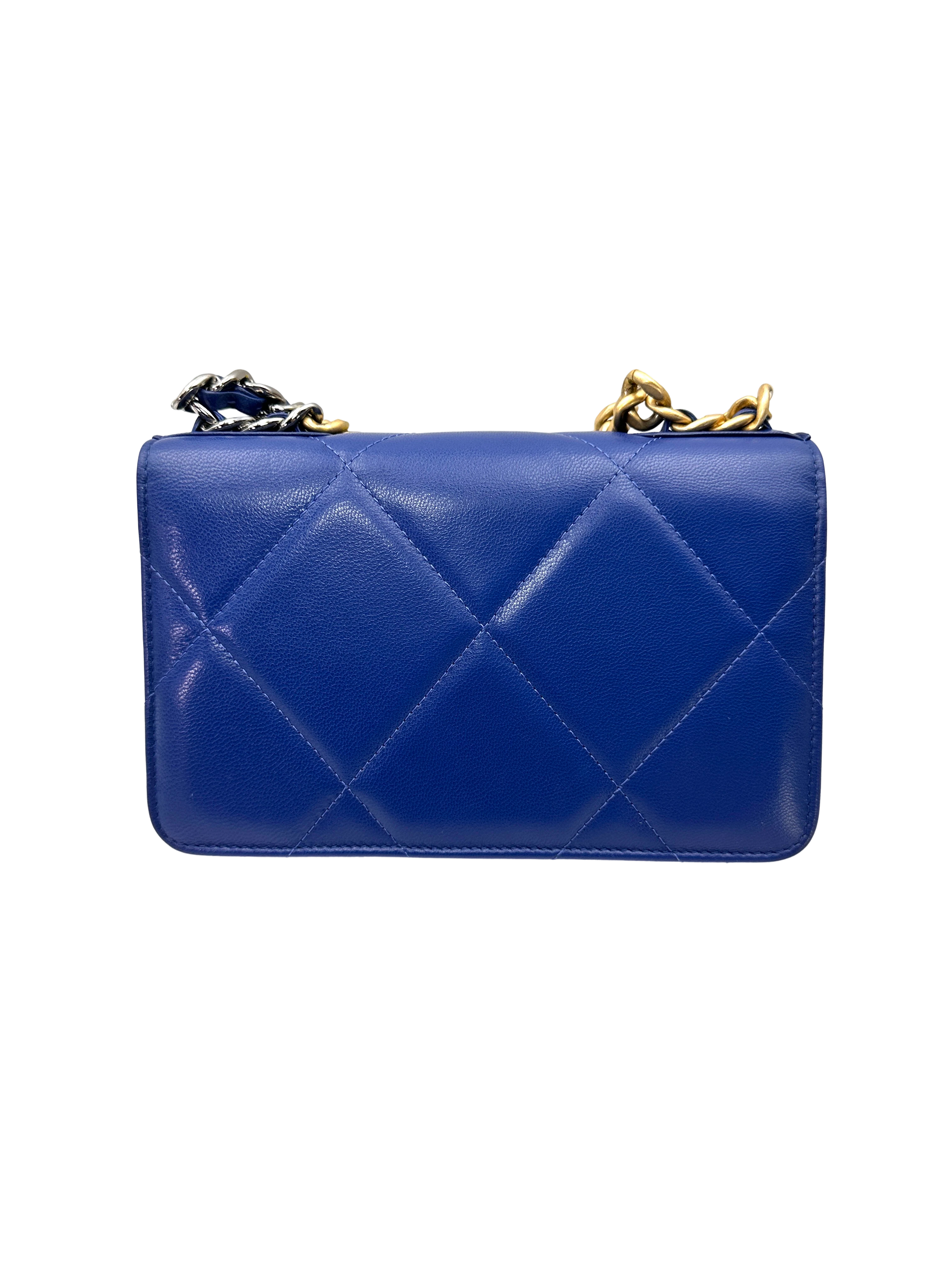 Chanel 19Bag Blue Quilted Leather Wallet On Chain(29***06) CC2364