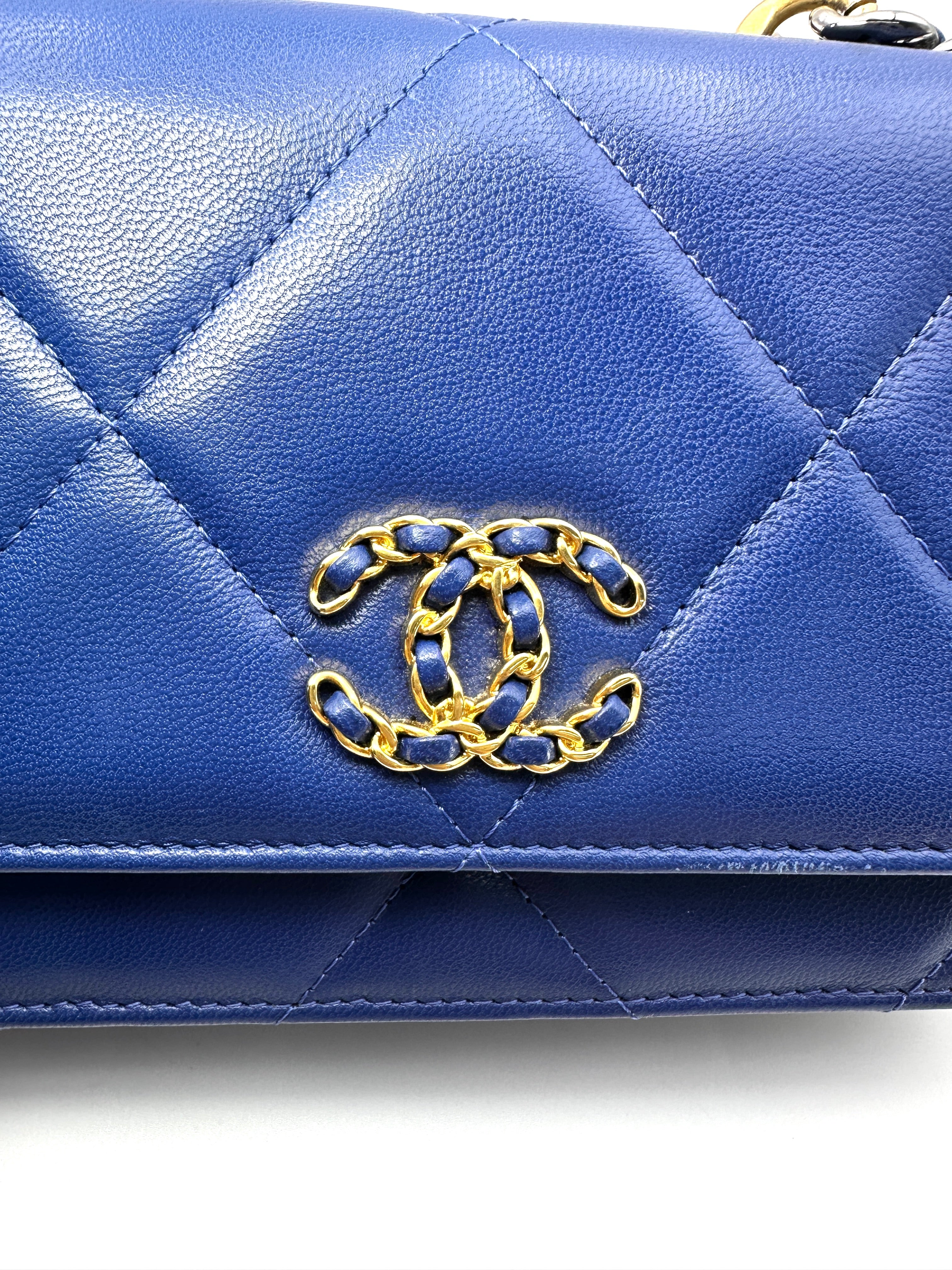 Chanel 19Bag Blue Quilted Leather Wallet On Chain(29***06) CC2364