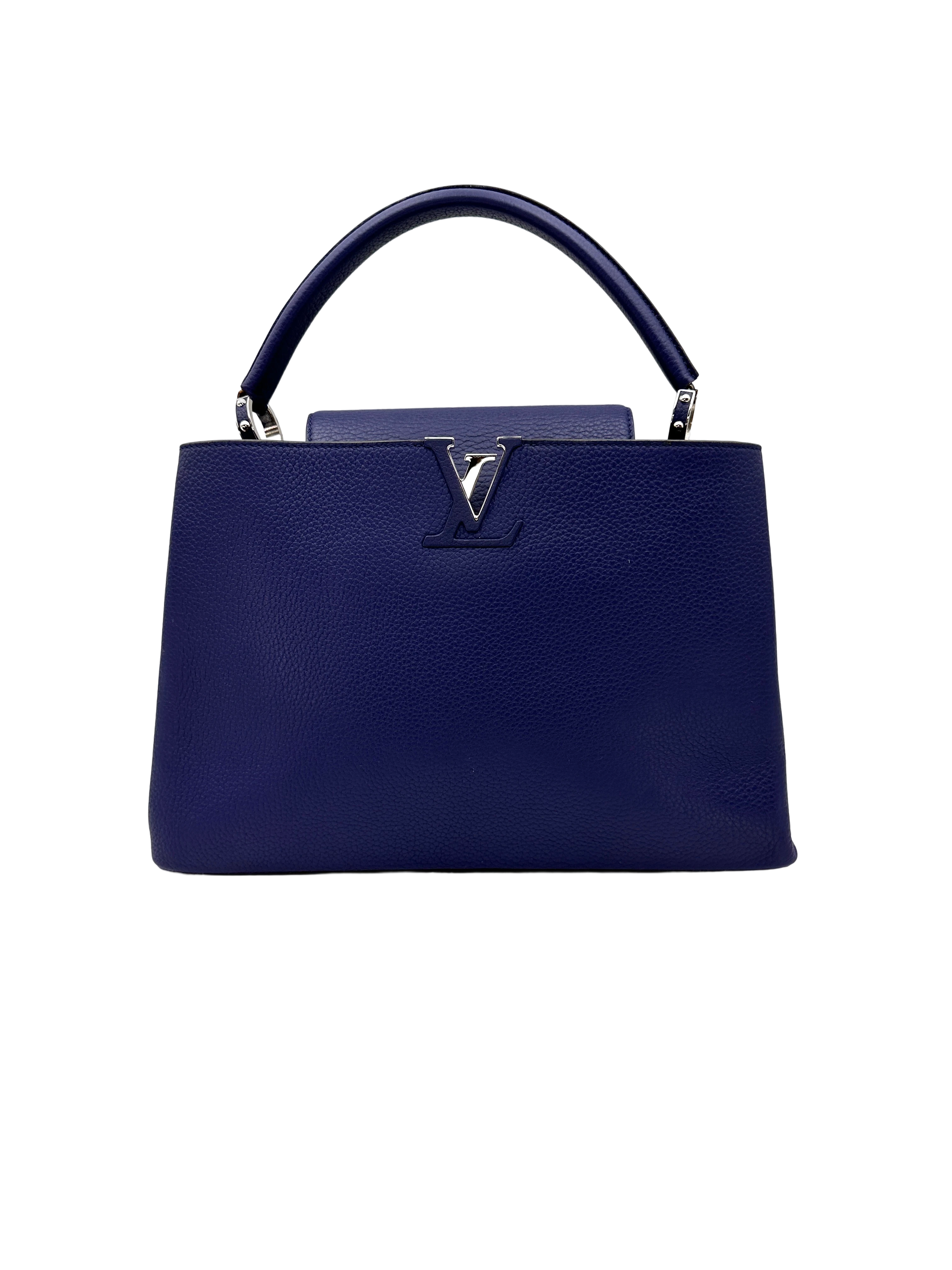 Louis Vuitton Capucines GM Navy Taurillon Leather Handle Bag LV3162