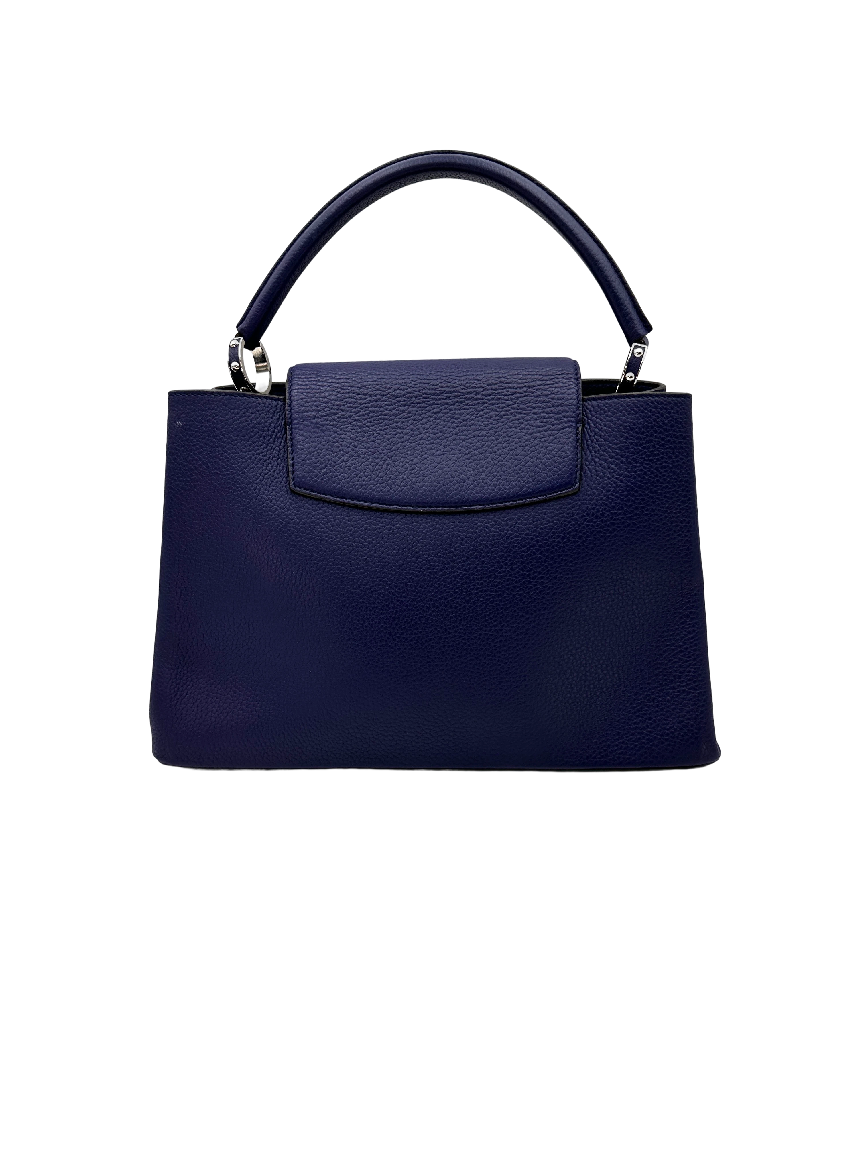 Louis Vuitton Capucines GM Navy Taurillon Leather Handle Bag LV3162