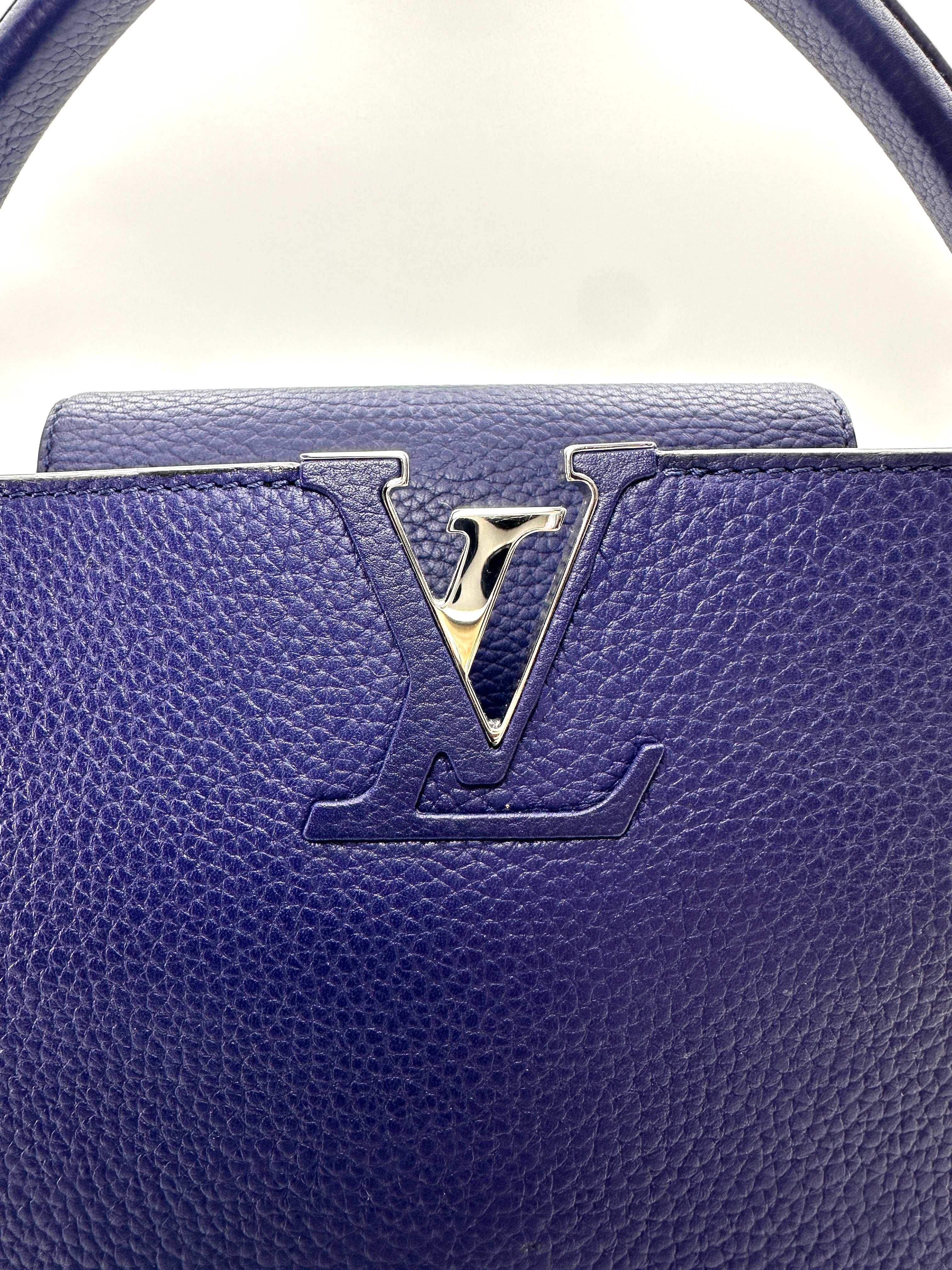 Louis Vuitton Capucines GM Navy Taurillon Leather Handle Bag LV3162