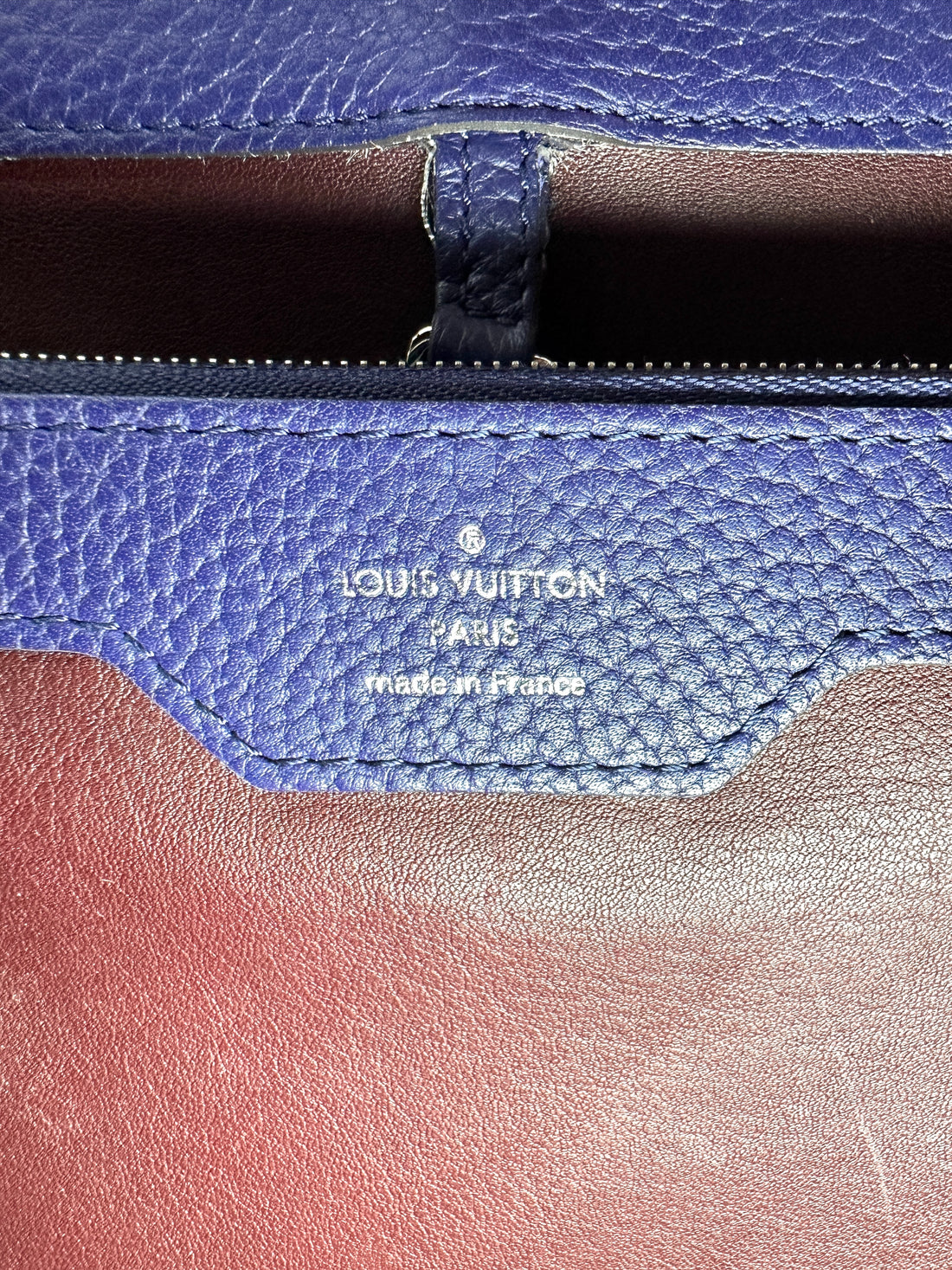 Louis Vuitton Capucines GM Navy Taurillon Leather Handle Bag LV3162