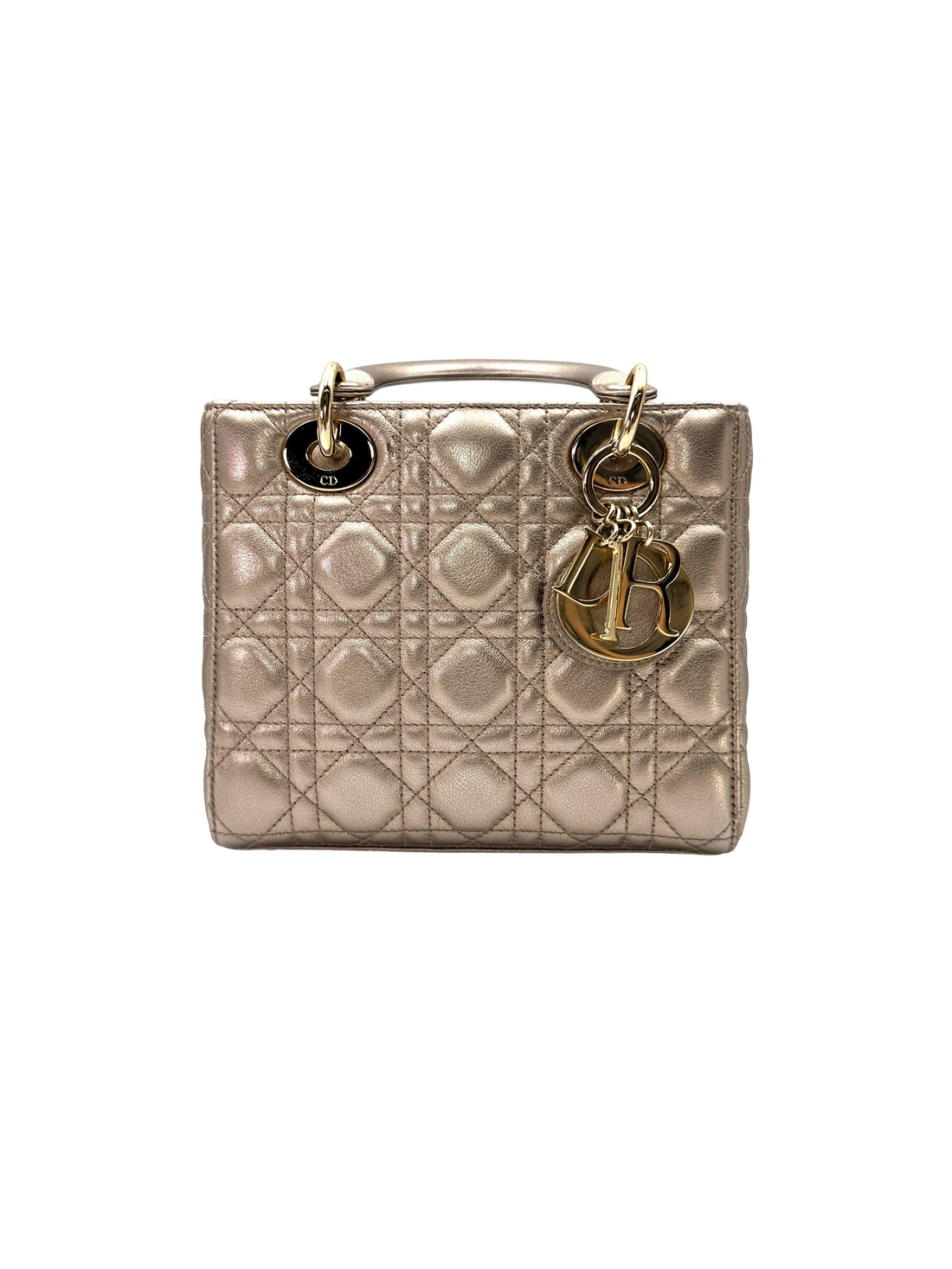 Christian Dior Lady Dior Gold Cannage Leather Handle Bag DR841