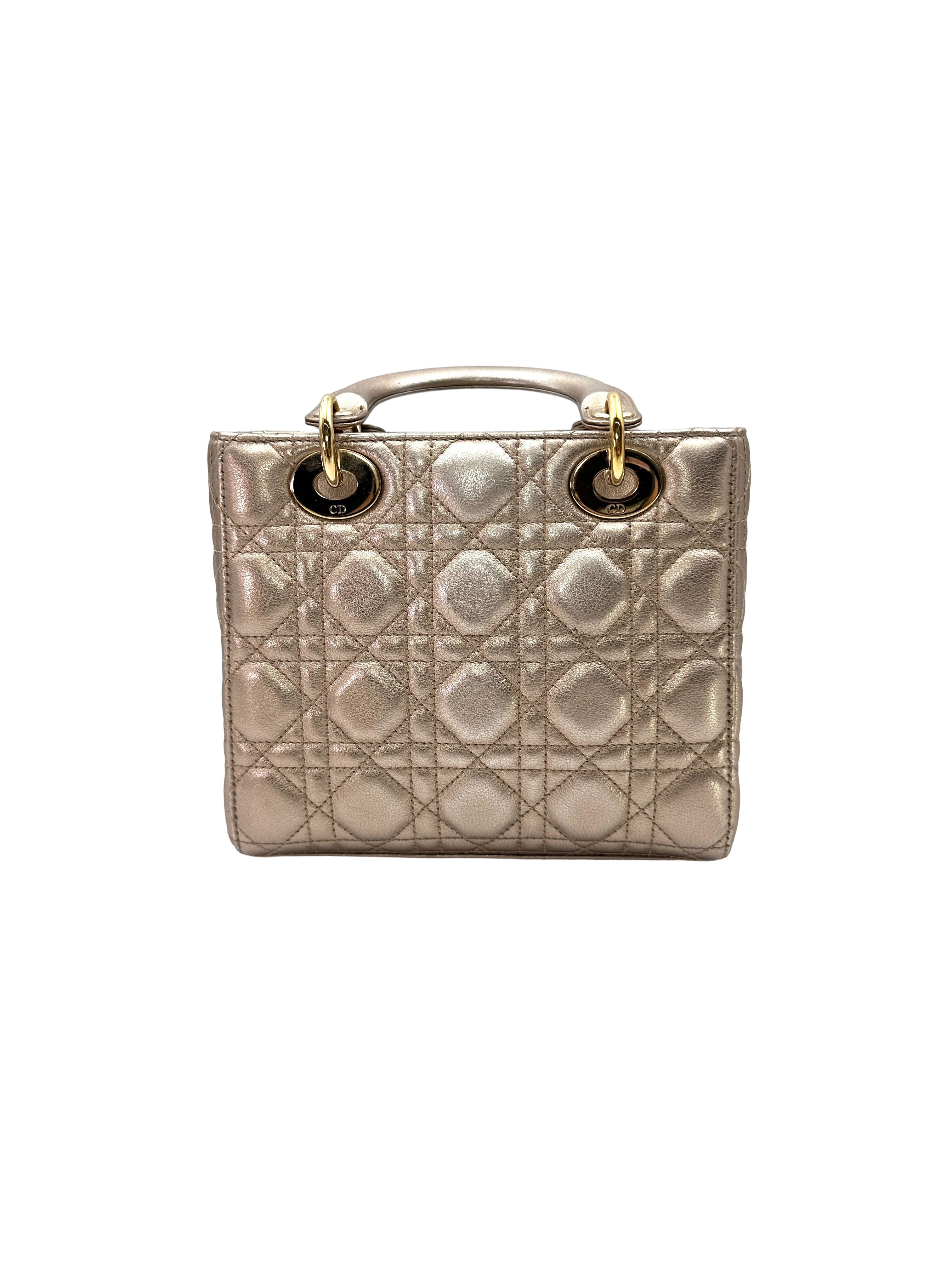 Christian Dior Lady Dior Gold Cannage Leather Handle Bag DR841