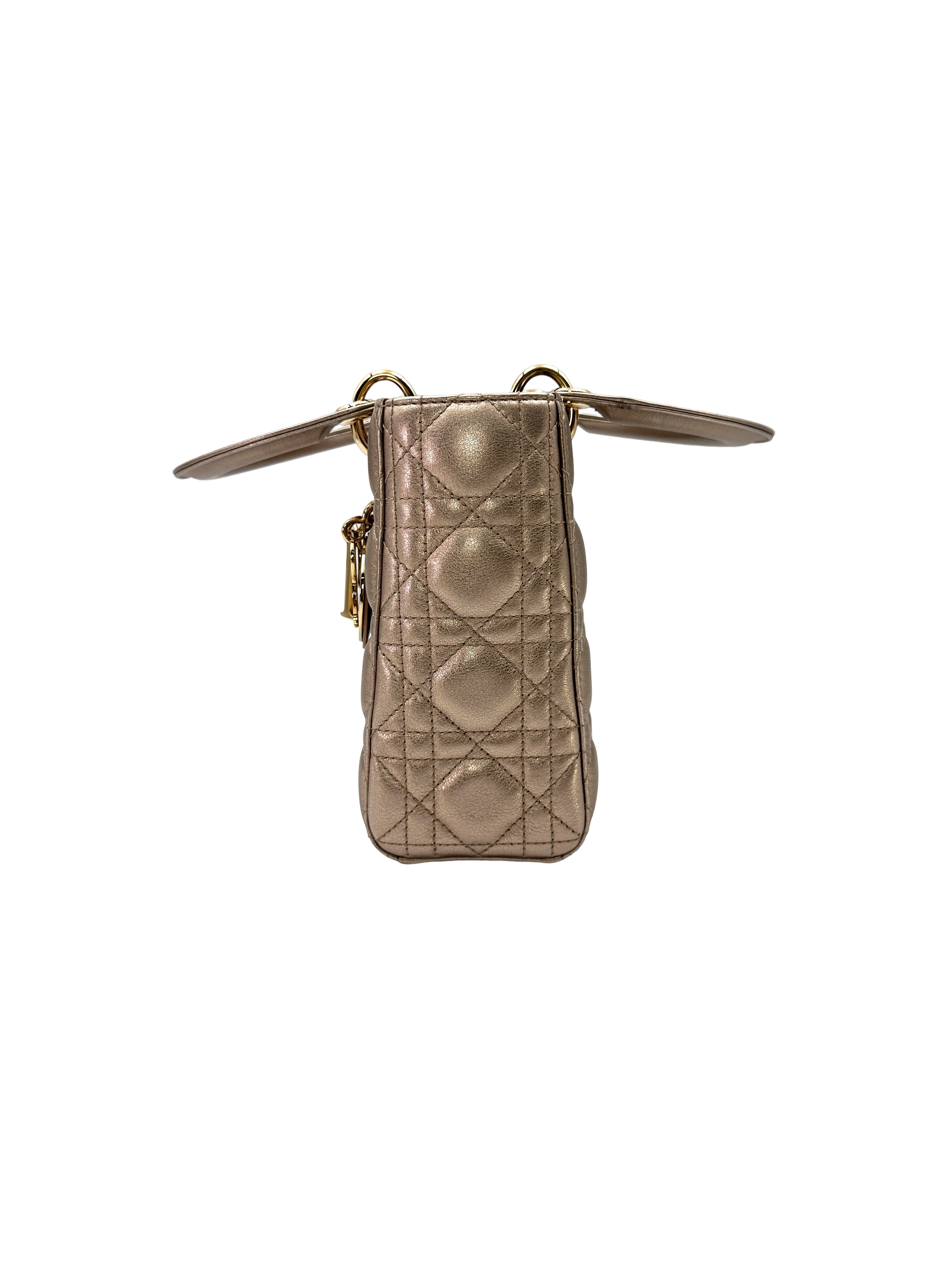 Christian Dior Lady Dior Gold Cannage Leather Handle Bag DR841