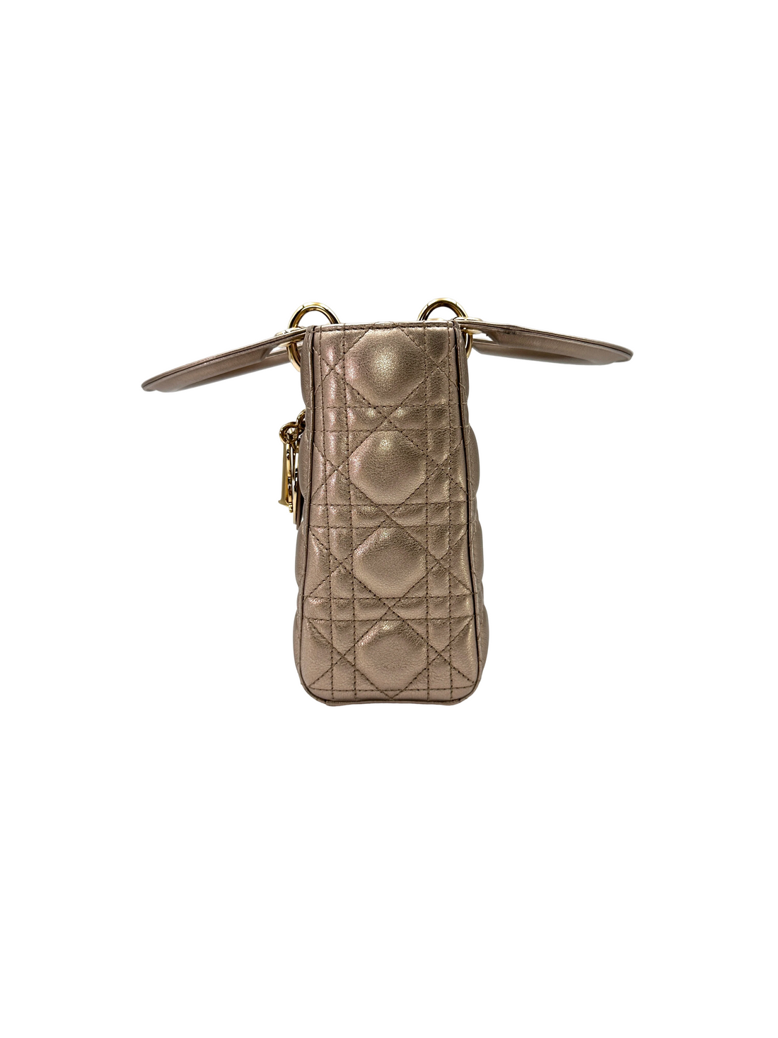 Christian Dior Lady Dior Gold Cannage Leather Handle Bag DR841