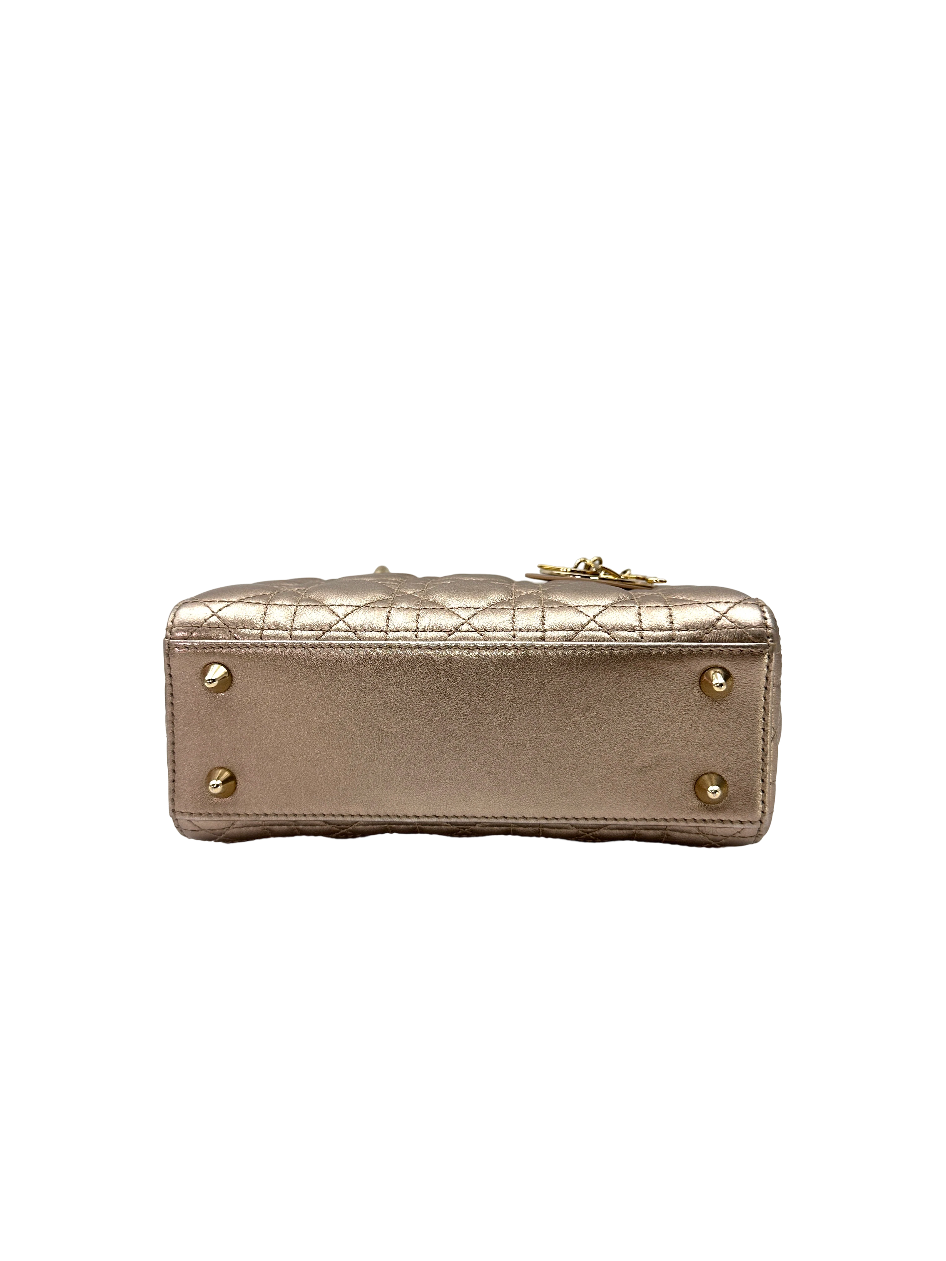 Christian Dior Lady Dior Gold Cannage Leather Handle Bag DR841
