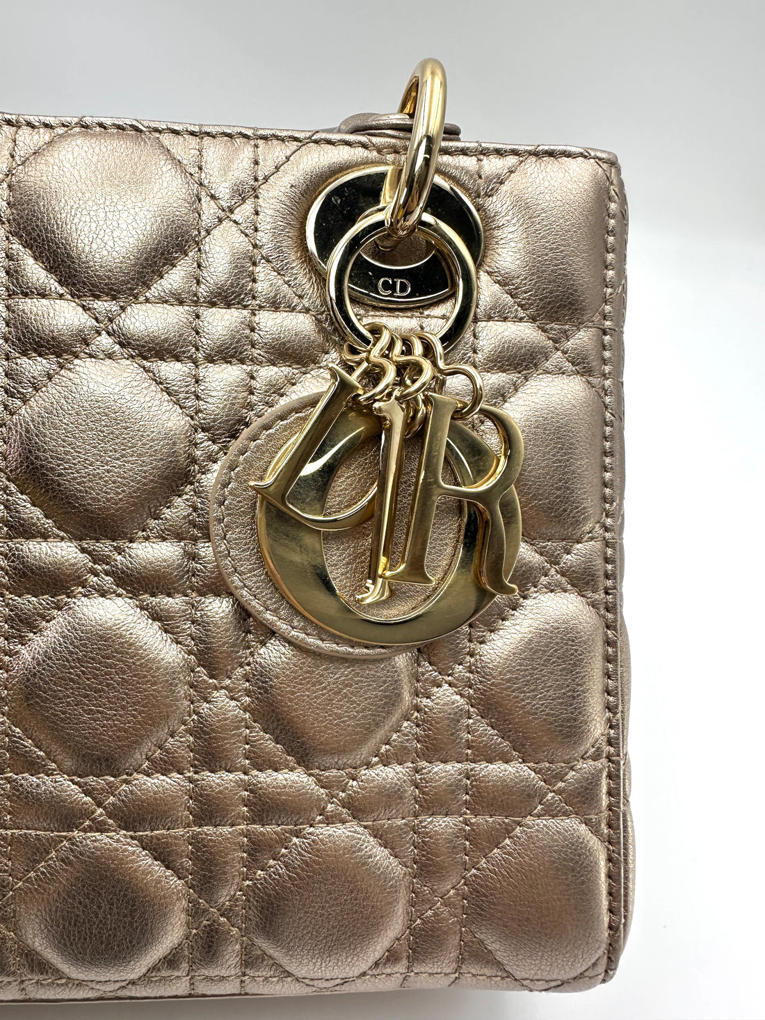 Christian Dior Lady Dior Gold Cannage Leather Handle Bag DR841