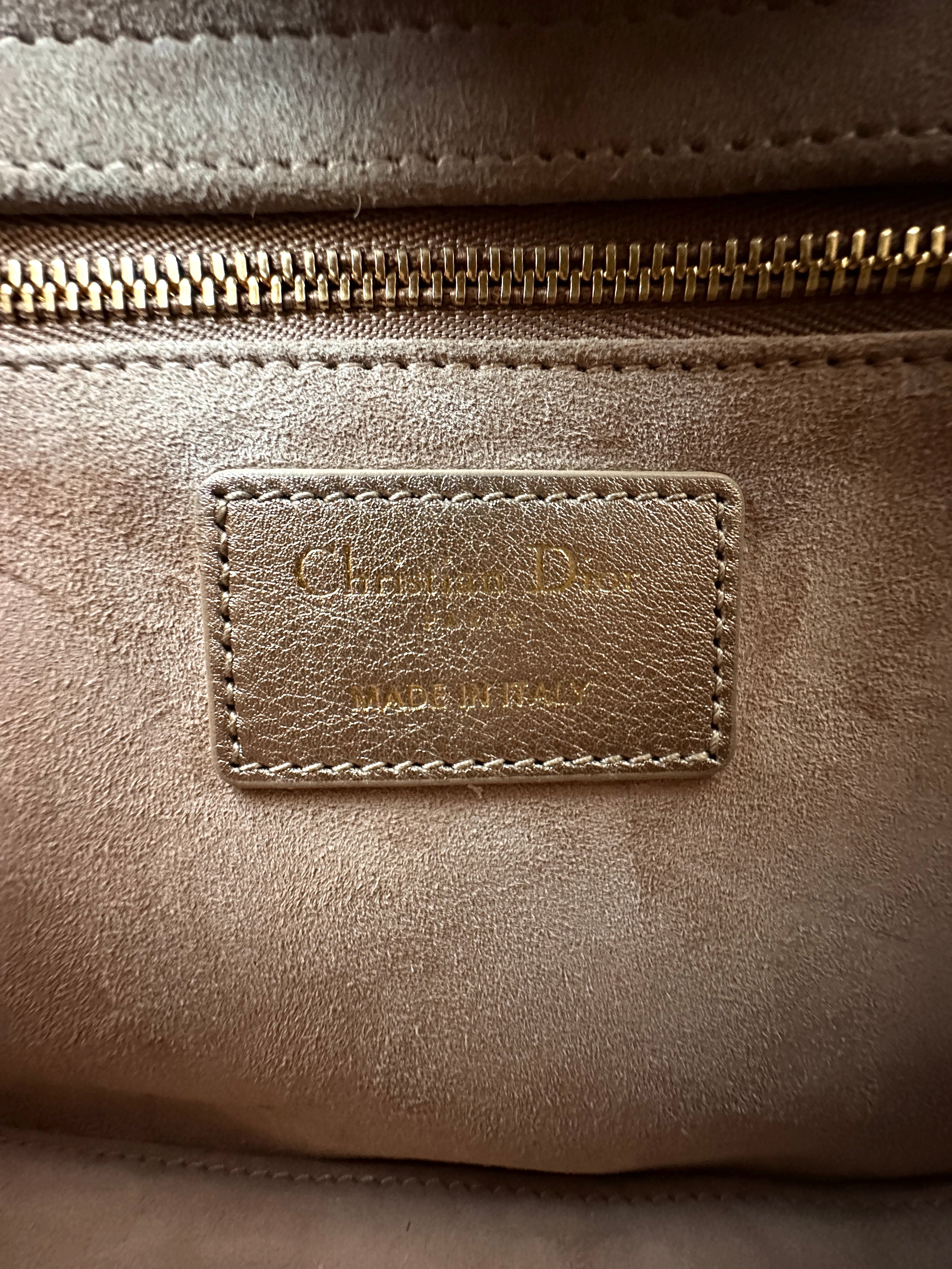 Christian Dior Lady Dior Gold Cannage Leather Handle Bag DR841