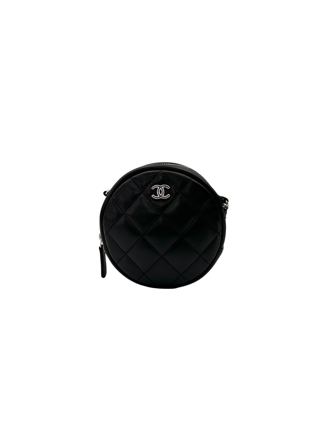 Chanel Classic Black Quilted Leather Round Clutch(26***22) CC2366