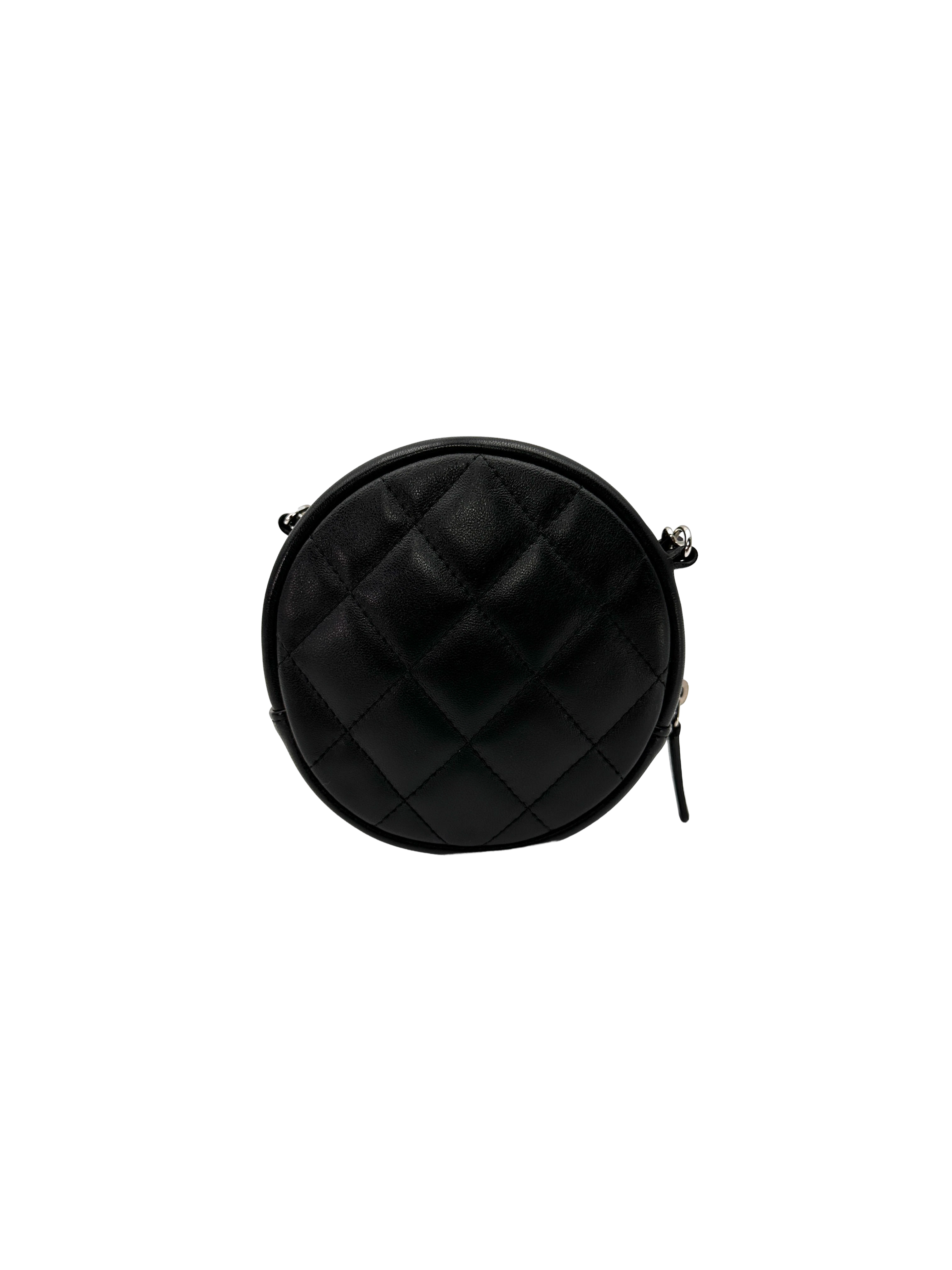 Chanel Classic Black Quilted Leather Round Clutch(26***22) CC2366
