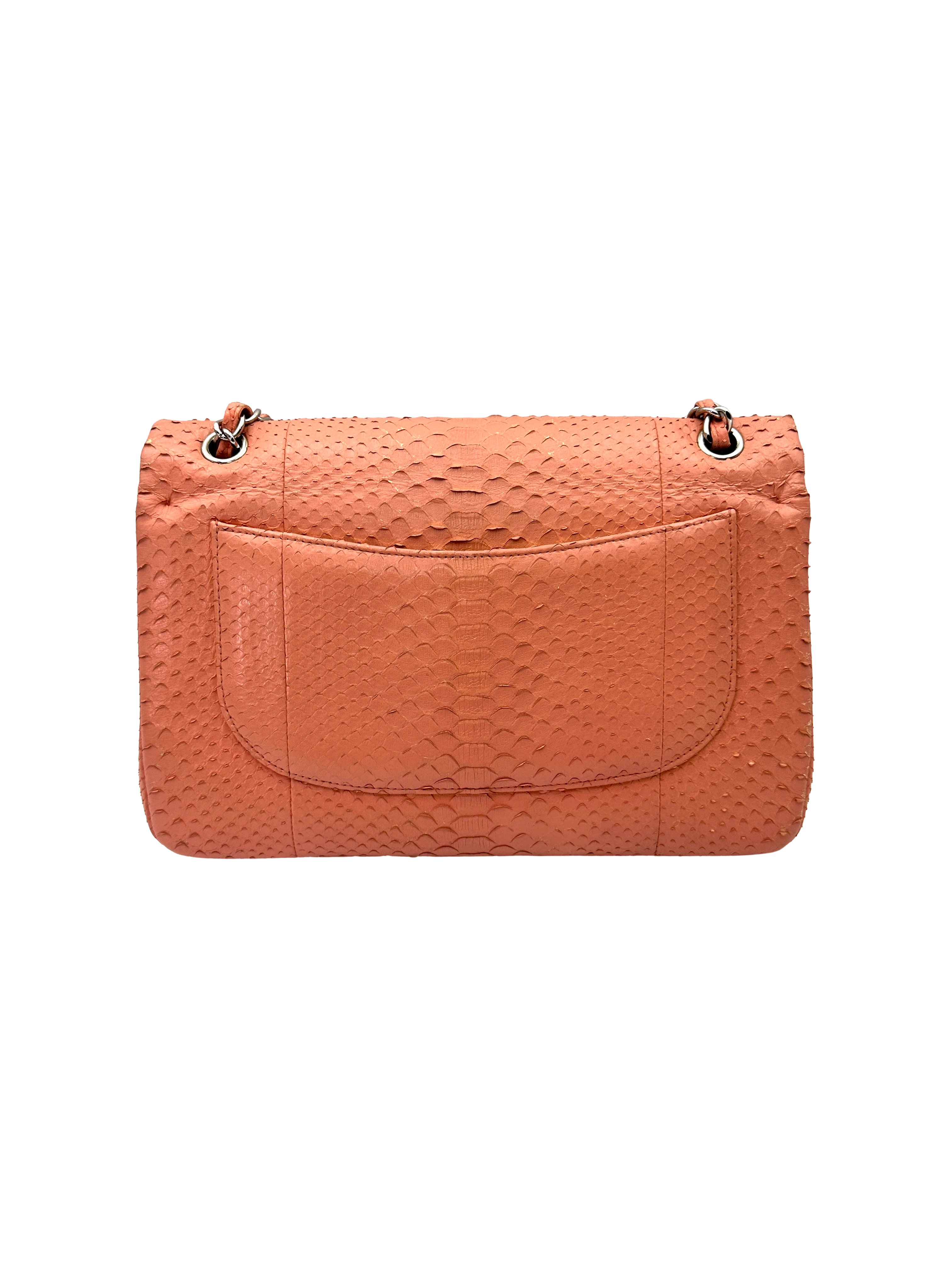 Chanel Classic Flap Pink Python Leather Jumbo Shoulder Bag(18***46) CC2369