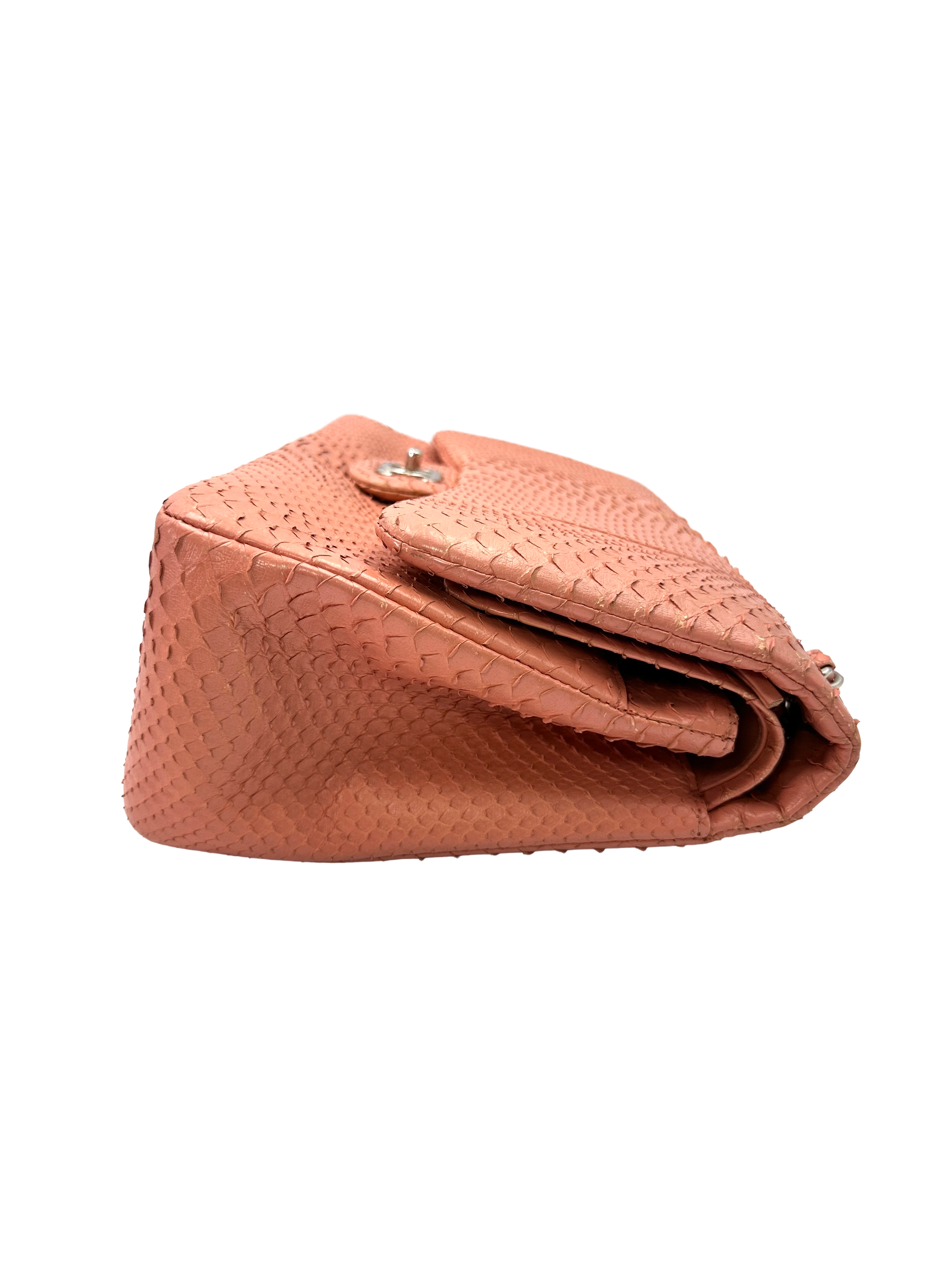Chanel Classic Flap Pink Python Leather Jumbo Shoulder Bag(18***46) CC2369