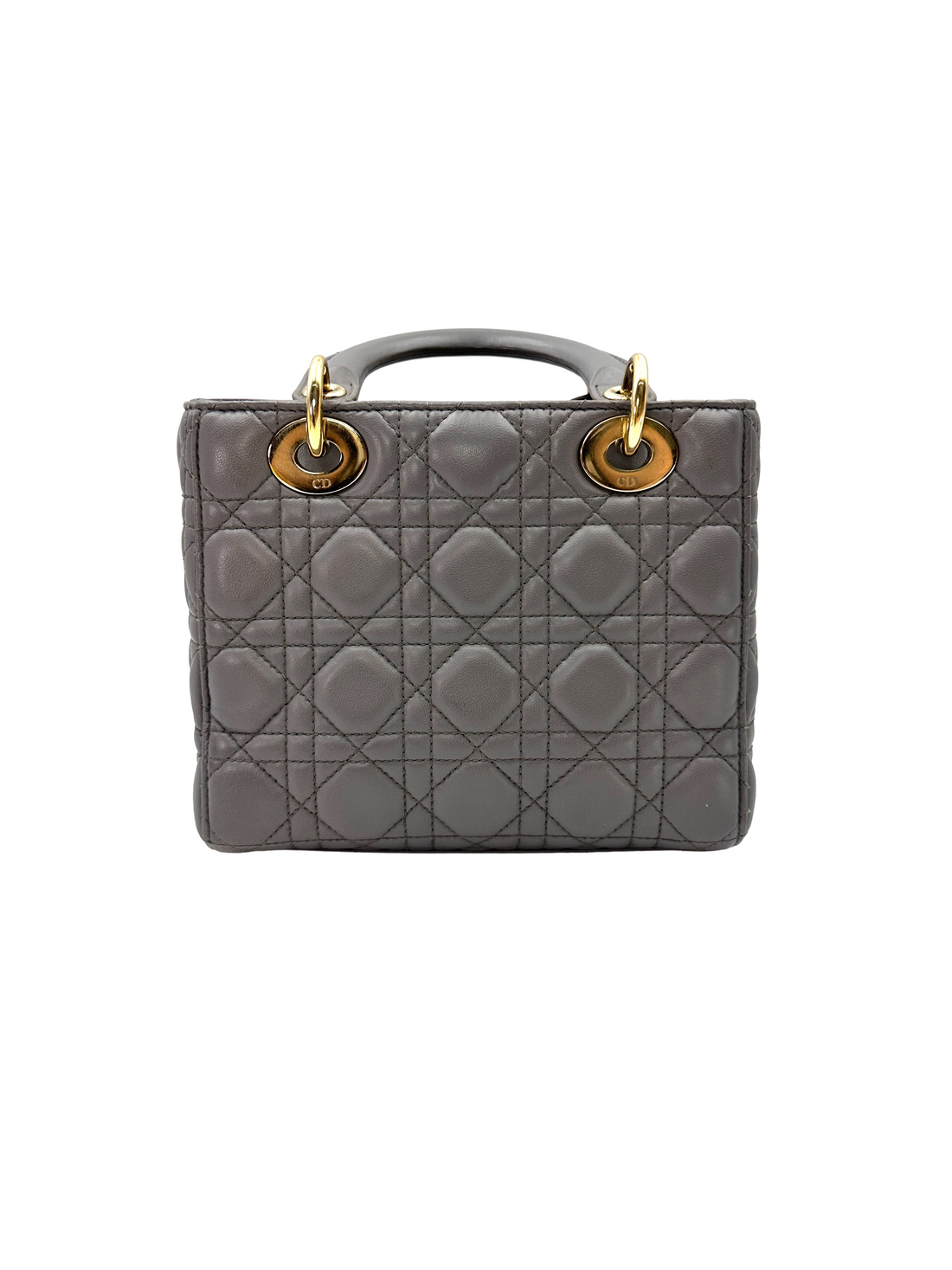Christian Dior Lady Dior Grey Cannage Leather Handle Bag DR845