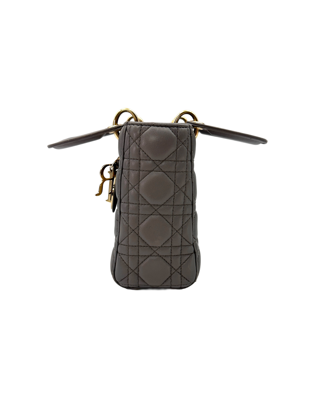 Christian Dior Lady Dior Grey Cannage Leather Handle Bag DR845