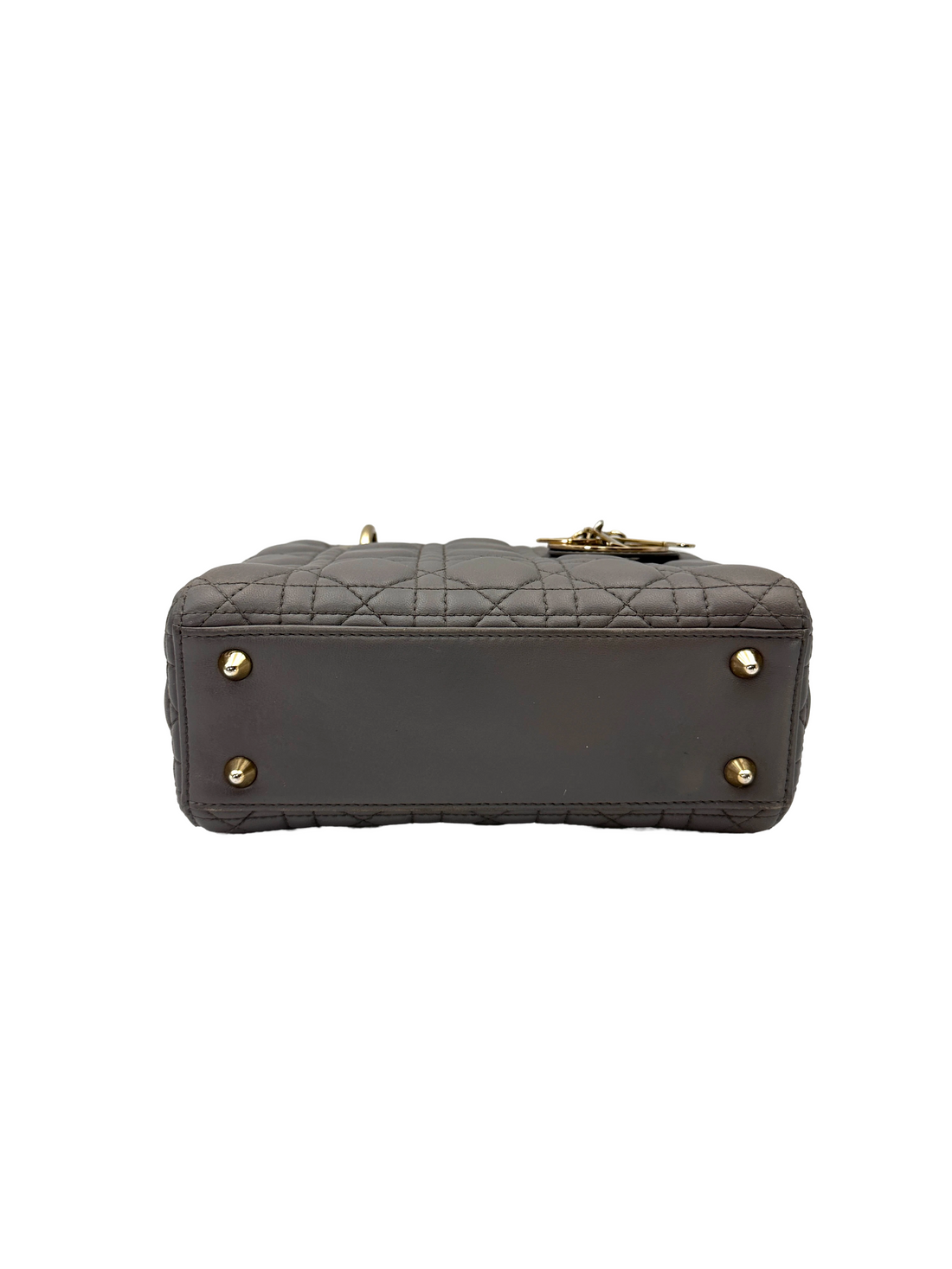 Christian Dior Lady Dior Grey Cannage Leather Handle Bag DR845