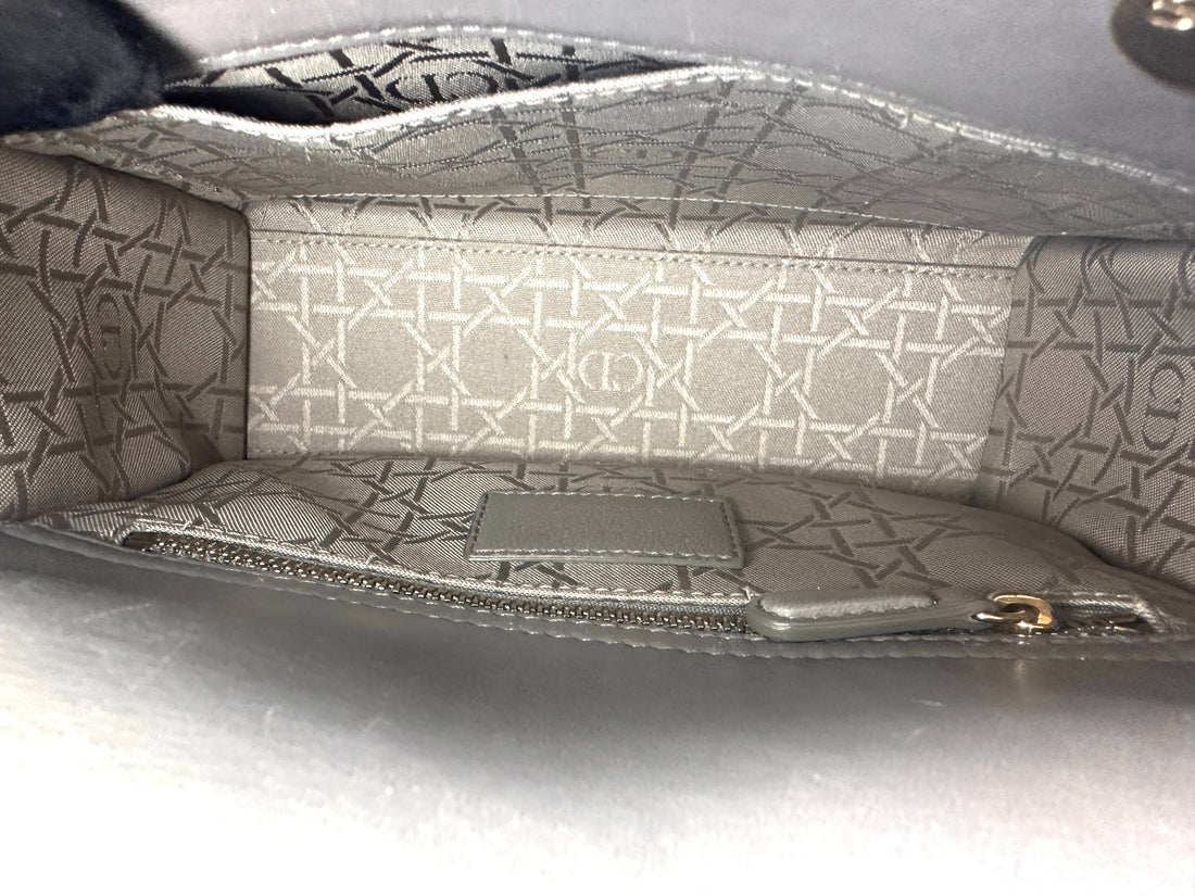 Christian Dior Lady Dior Grey Cannage Leather Handle Bag DR845