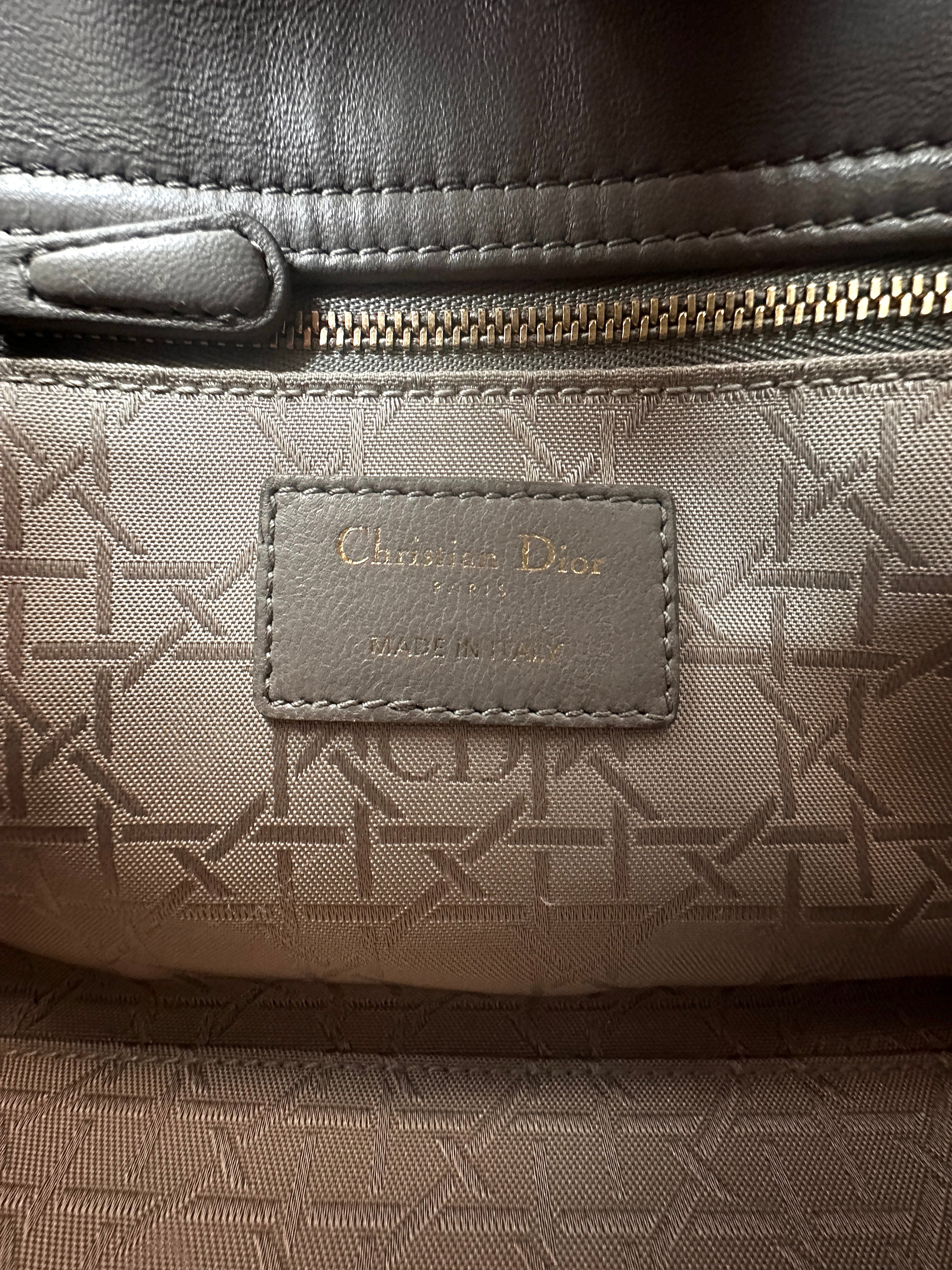 Christian Dior Lady Dior Grey Cannage Leather Handle Bag DR845