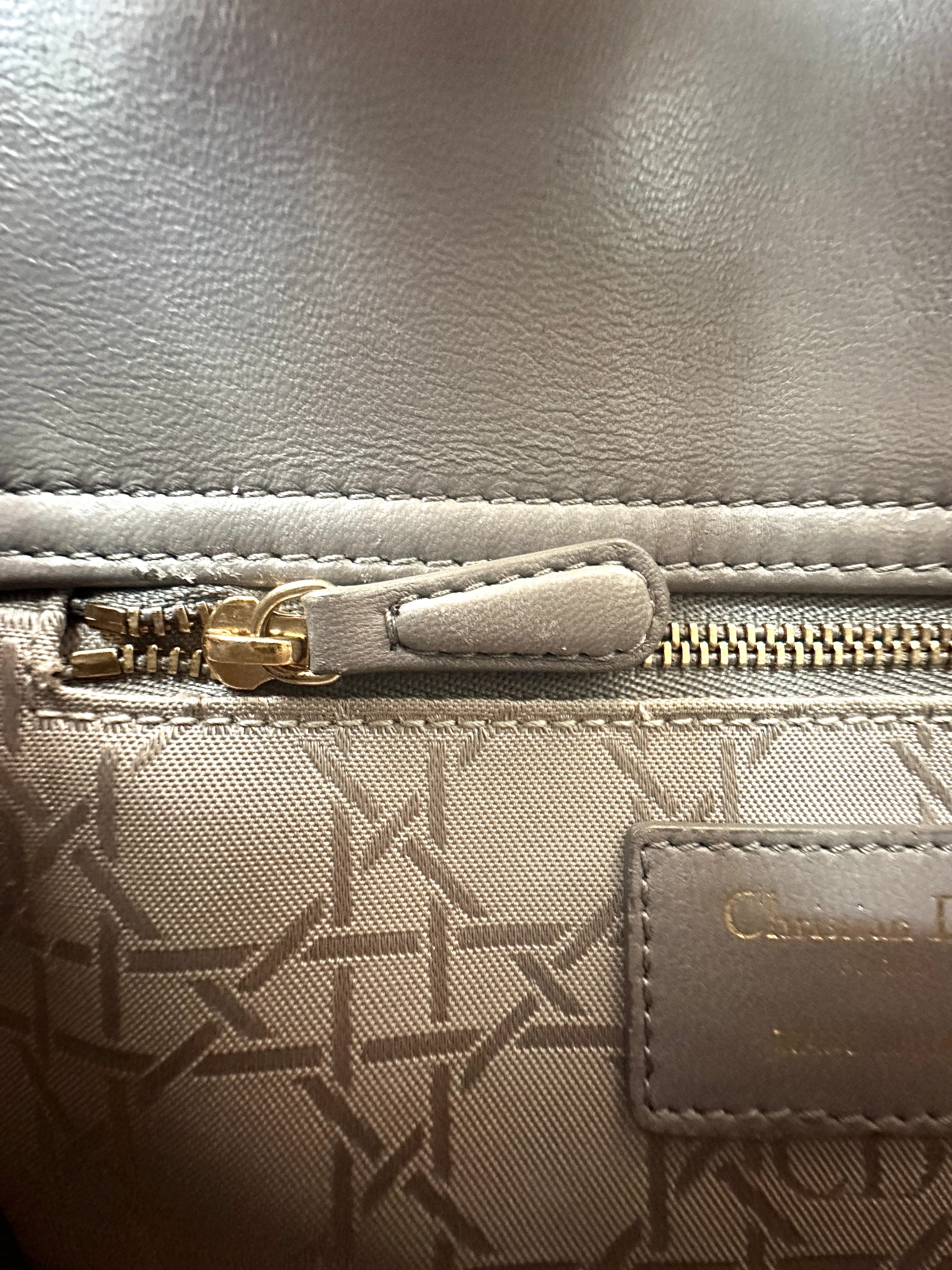 Christian Dior Lady Dior Grey Cannage Leather Handle Bag DR845